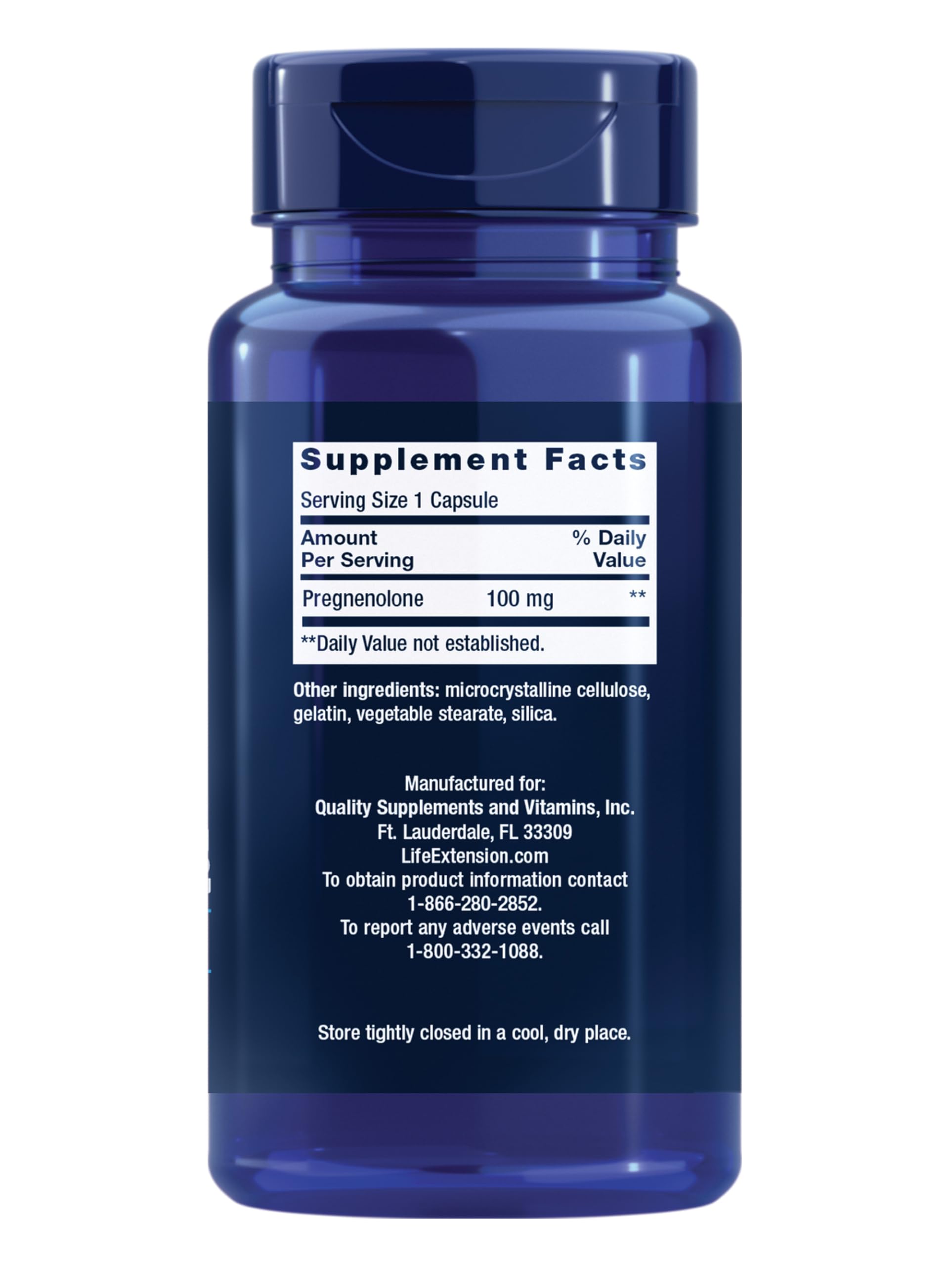 Life Extension Pregnenolone - Hormone Balance Supplement for Healthy Hormone Levels, 100 mg - Hormone Balance, Memory, Focus, Cognitive Health - Gluten-Free, Non-GMO, 100 Capsules