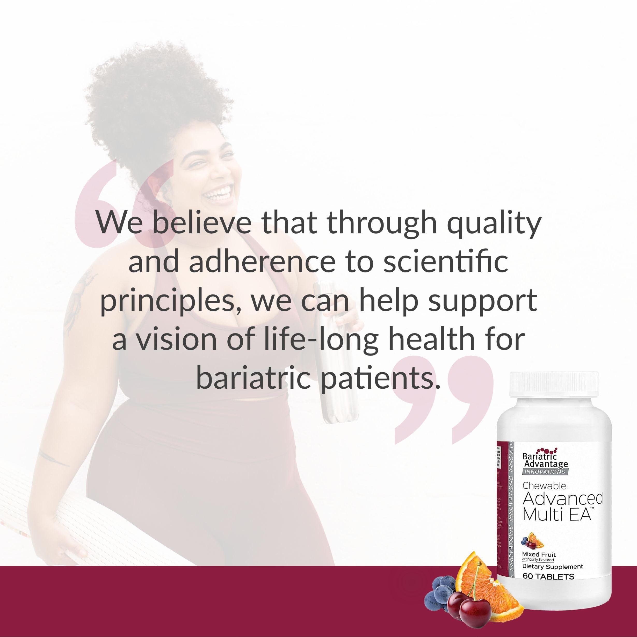 Bariatric Advantage Chewable Advanced Multi EA - High Potency Daily Multivitamin with Iron for Bariatric Surgery Patients - Mixed Fruit Flavor - 60 Count