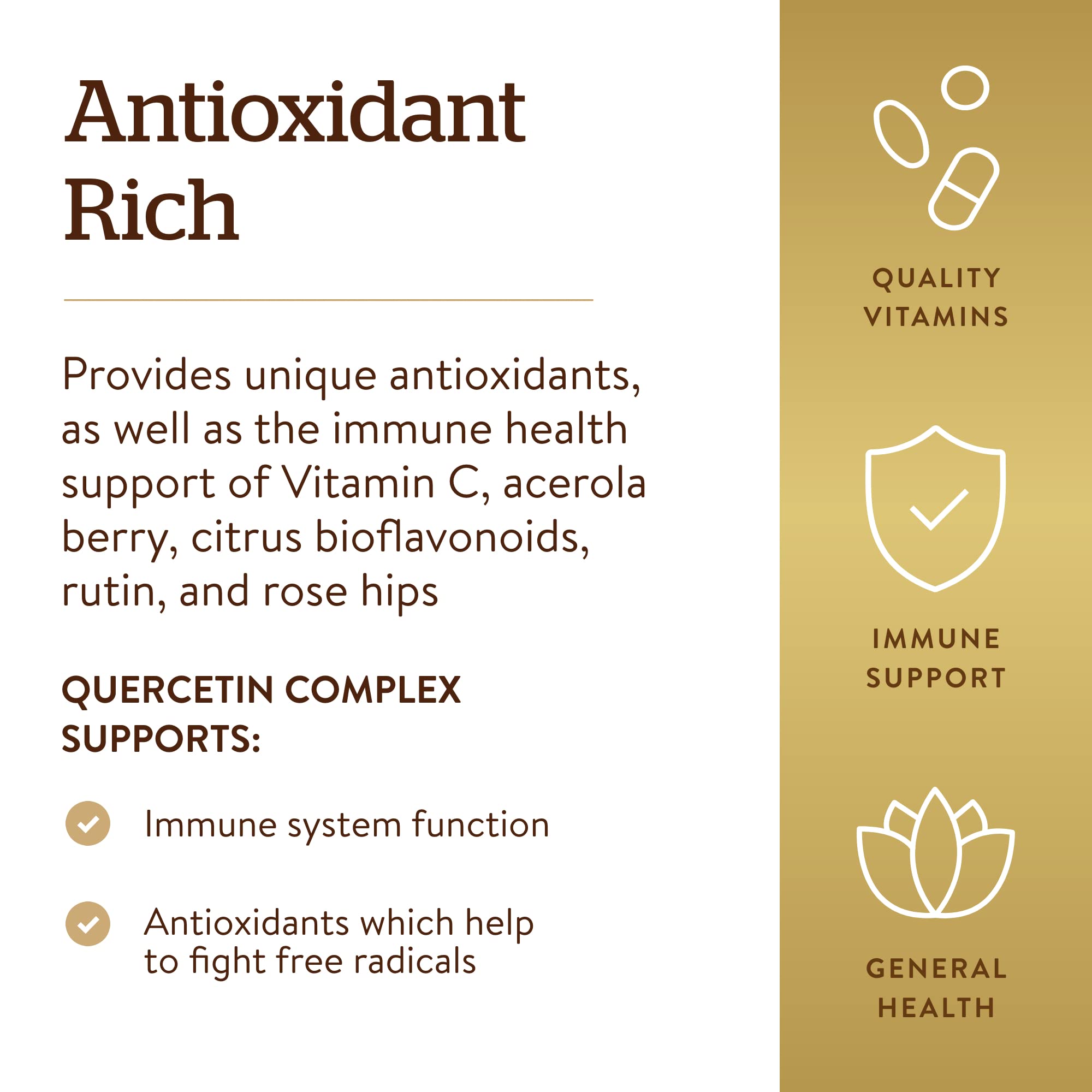 Solgar Quercetin Complex with Ester-C Plus, 100 Vegetable Capsules - Supports Immune Health, Antioxidant - Gentle on The Stomach Vitamin C - Non-GMO, Vegan, Gluten/Dairy Free - 50 Servings