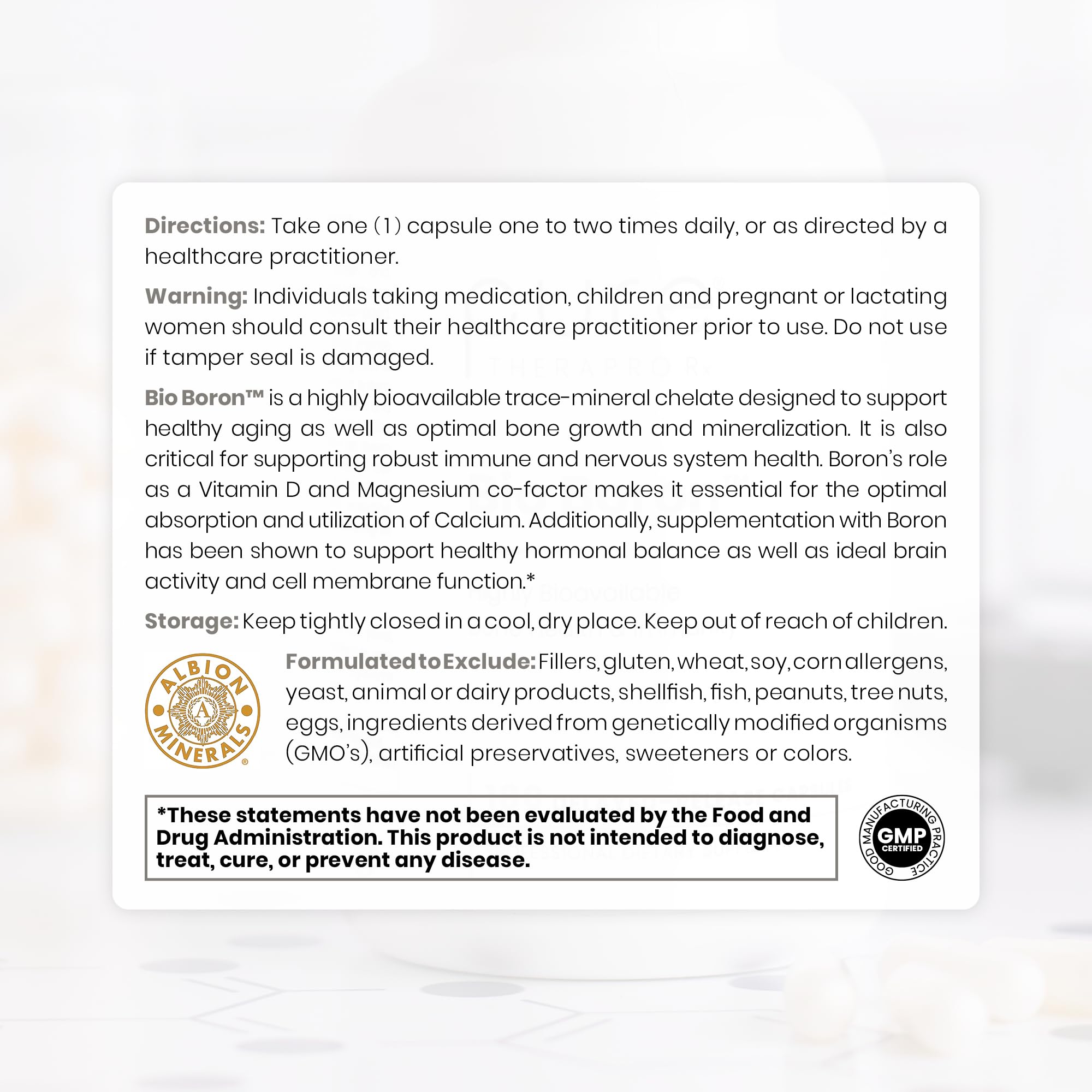 Pure TheraPro Rx Bio Boron 10mg, 3 Months Supply - Bororganic Glycine Boron for Men & Women - Premium Formula for Bone Health, Joint Flexibility, Cardiovascular Function & Immunity Support