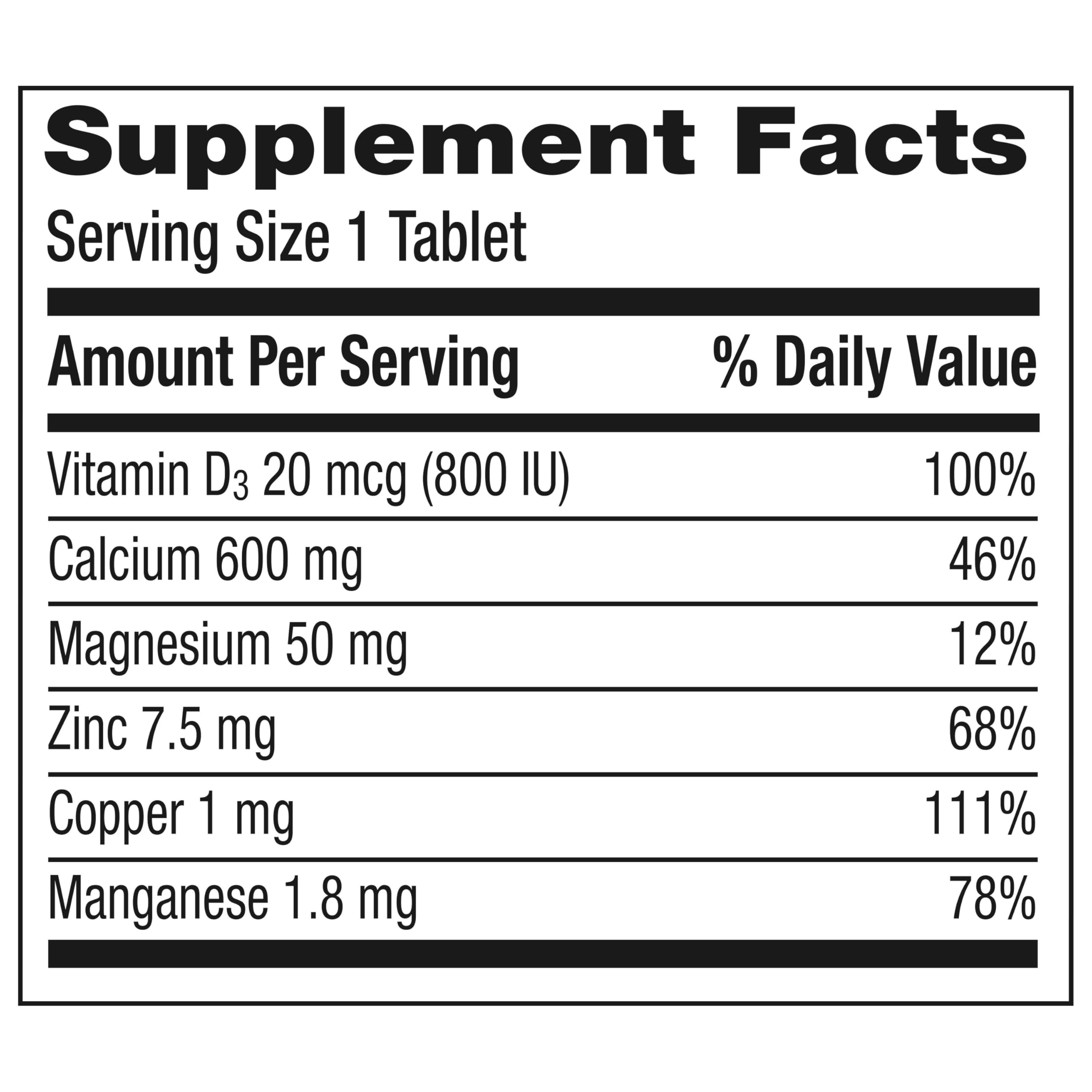Caltrate 600 Plus D3 Plus Minerals Calcium and Vitamin D Supplement Tablets, Bone Health and Mineral Supplement for Adults - 120 Count (Packaging may vary)