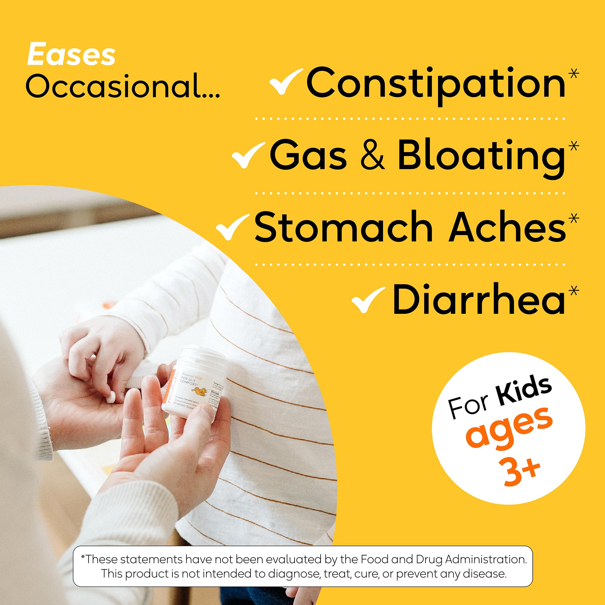 BioGaia Protectis Kids | Probiotic for Ages 3+ | Eases Occasional Digestive Issues & Promotes Regularity | Allergen, Dairy, Soy & Gluten Free | Backed by 30 Years of Research | 30 Day Supply