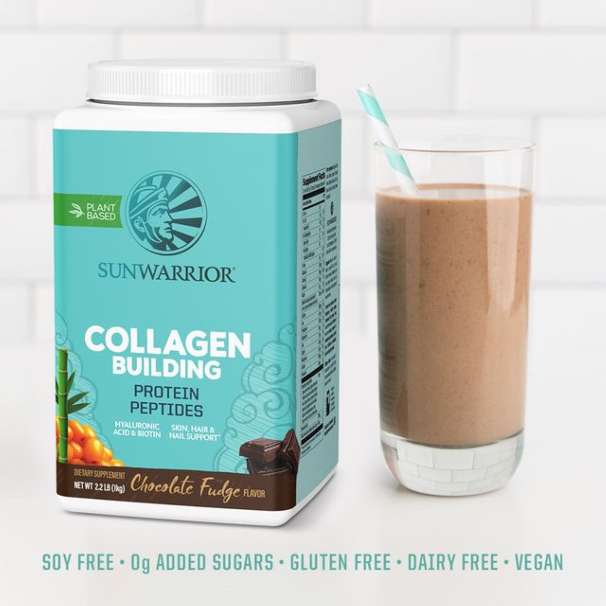 Vegan Collagen Protein Powder for Women Silica Plant Based Collagen Powder Chocolate Flavor Vegan Hair Skin and Nails Vitamins Non-GMO No Added Sugar Soy Dairy & Gluten Free (Chocolate, 40 Servings)