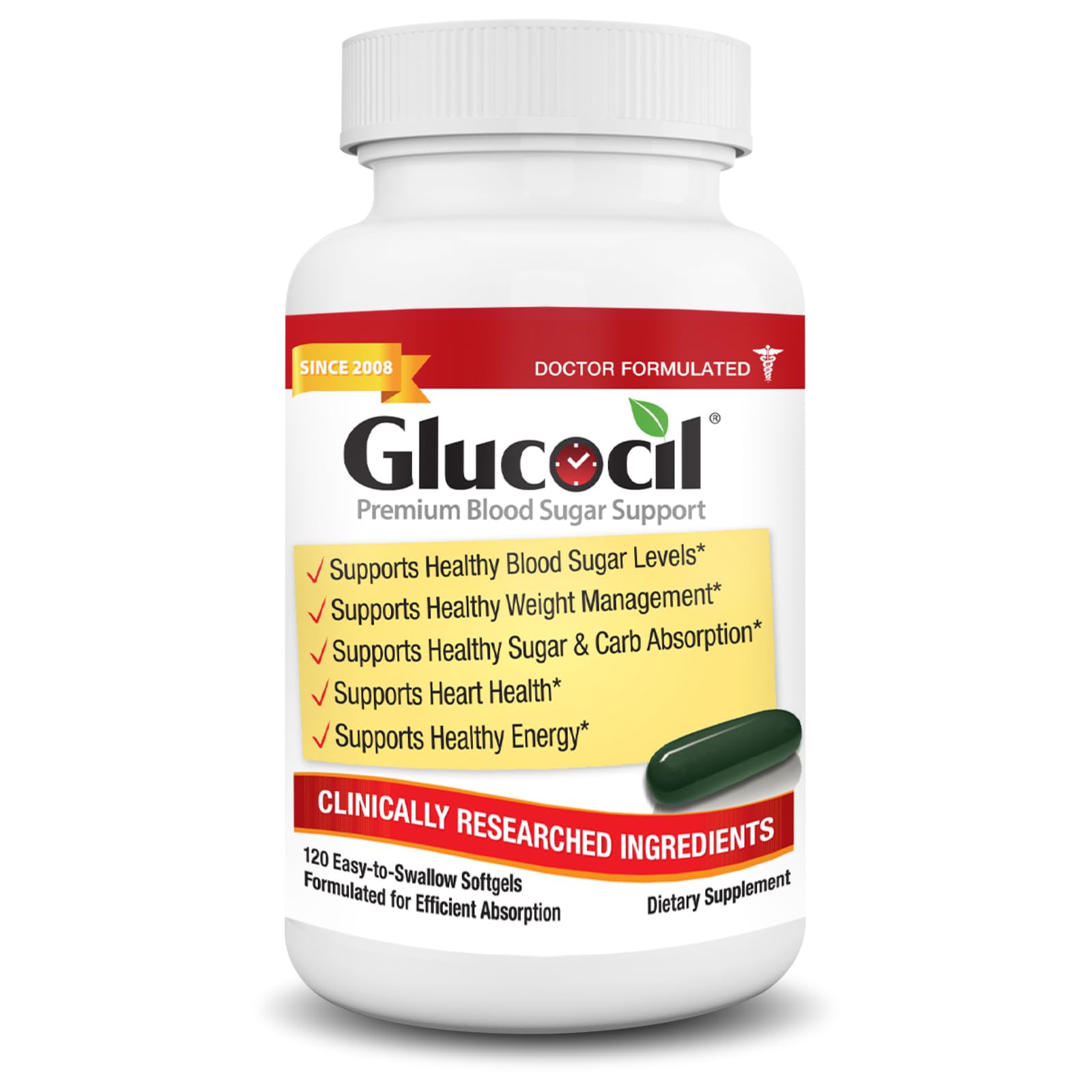 Glucocil – Softgels - Premium Blood Sugar Support - Over 2 Million Bottles Sold - Supports The 3 Essentials for Healthy Blood Sugar - Since 2008, with Berberine, Proprietary Mulberry Leaf, and More
