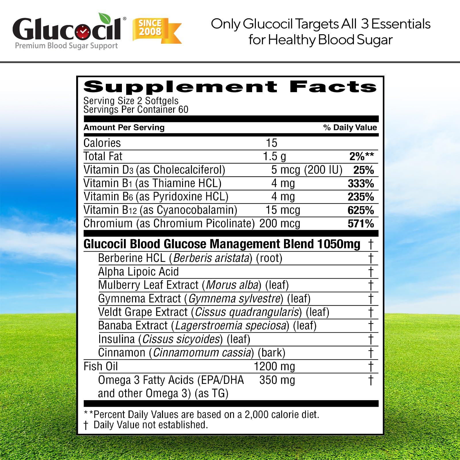 Glucocil – Softgels - Premium Blood Sugar Support - Over 2 Million Bottles Sold - Supports The 3 Essentials for Healthy Blood Sugar - Since 2008, with Berberine, Proprietary Mulberry Leaf, and More