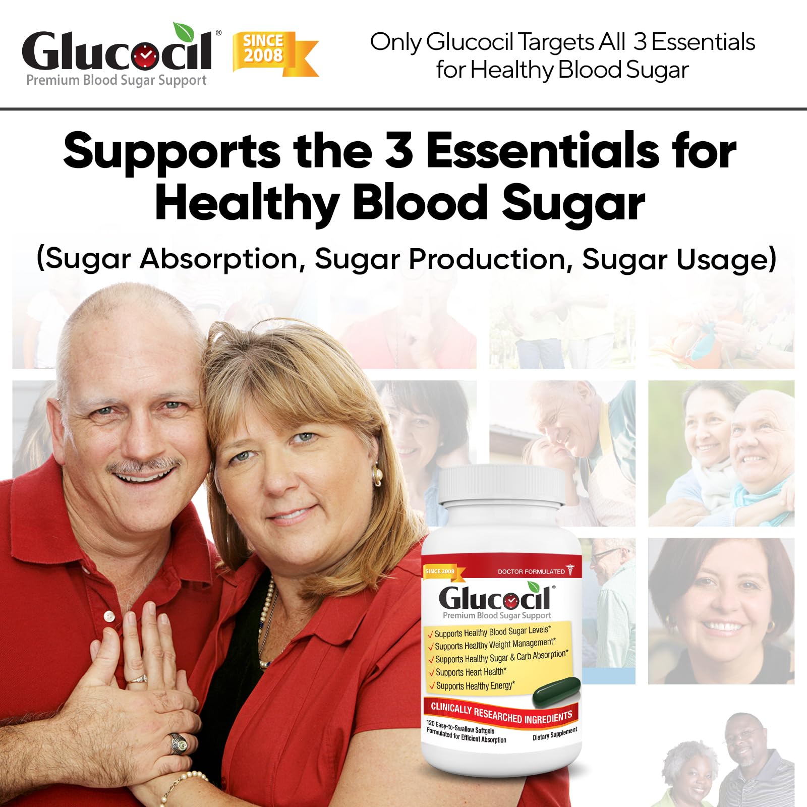 Glucocil – Softgels - Premium Blood Sugar Support - Over 2 Million Bottles Sold - Supports The 3 Essentials for Healthy Blood Sugar - Since 2008, with Berberine, Proprietary Mulberry Leaf, and More