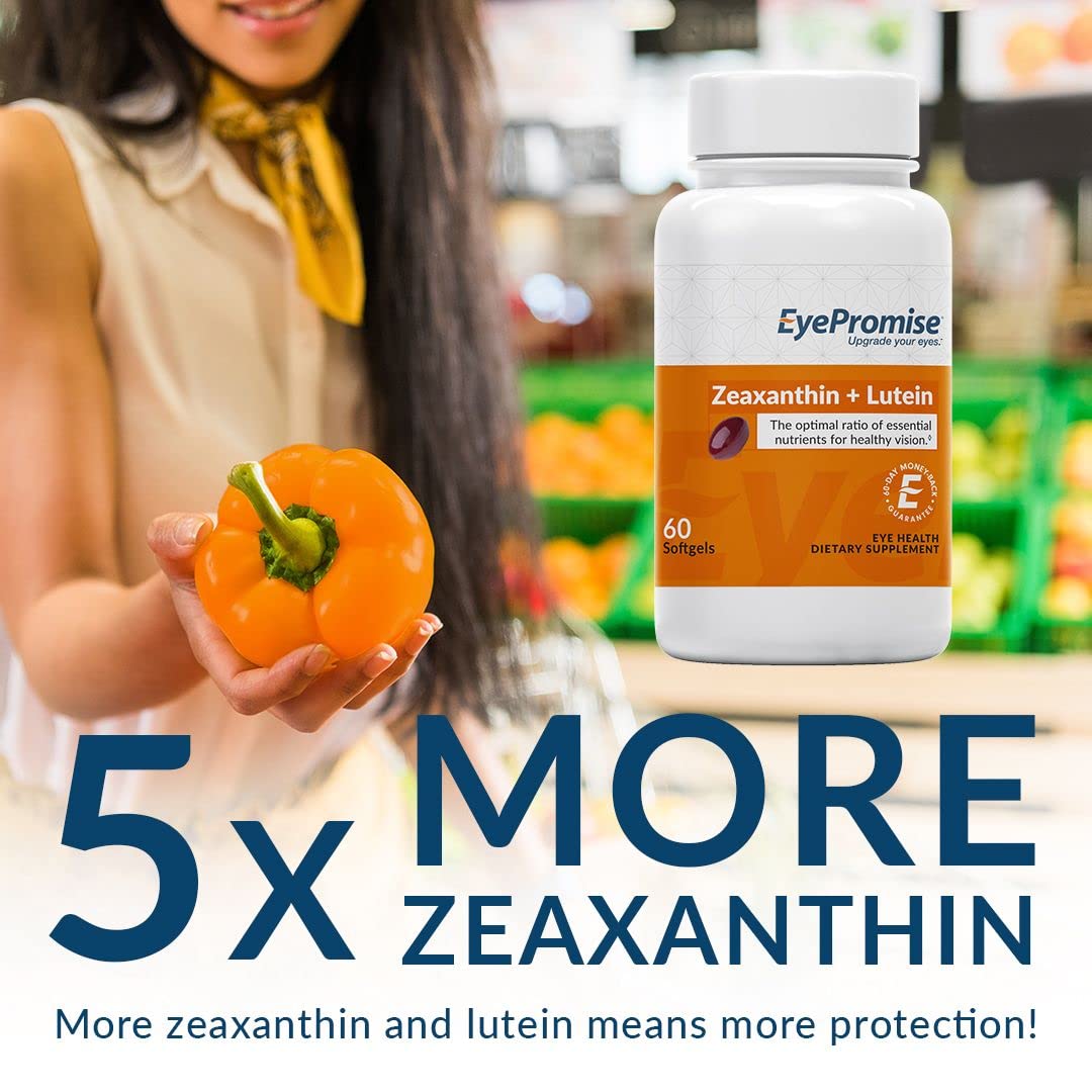 EyePromise Zeaxanthin + Lutein Eye Vitamin - 60 Softgels Capsules Made with Natural Ingredients for Diets Including Gluten Free and Vegetarian - Protect & Enhance Your Eye Health Completely