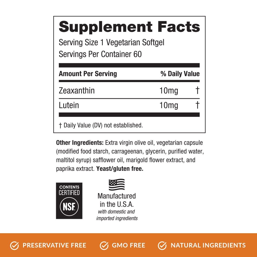EyePromise Zeaxanthin + Lutein Eye Vitamin - 60 Softgels Capsules Made with Natural Ingredients for Diets Including Gluten Free and Vegetarian - Protect & Enhance Your Eye Health Completely