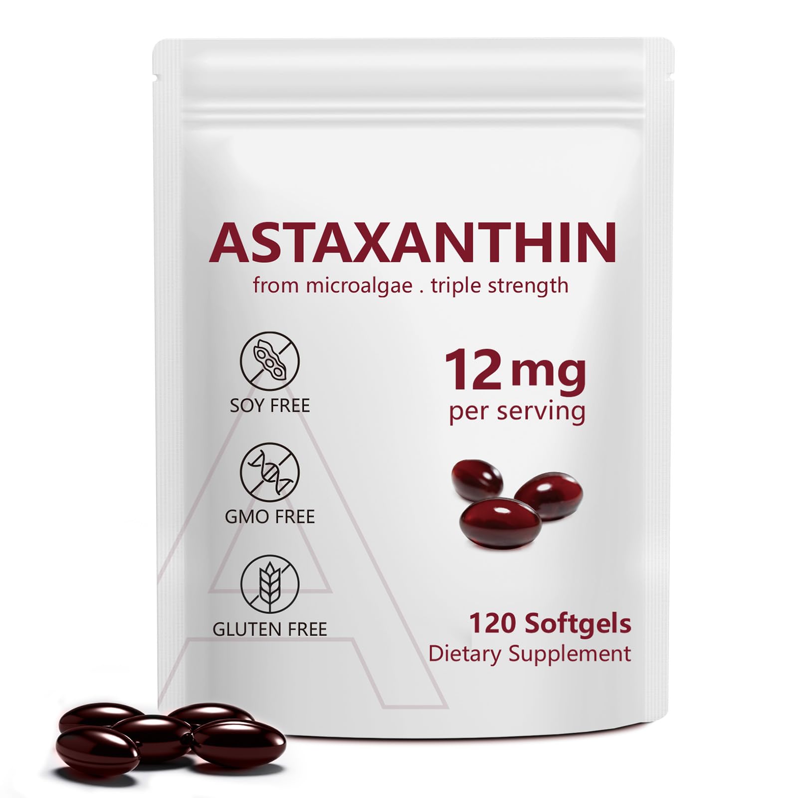 NenMaoKeNu Astaxanthin 12mg, Premium Astaxanthin Antioxidant Supplements with Antioxidant Activity, Supports Eye, Immune, Skin Health, Internal Circulation-120 Softgels