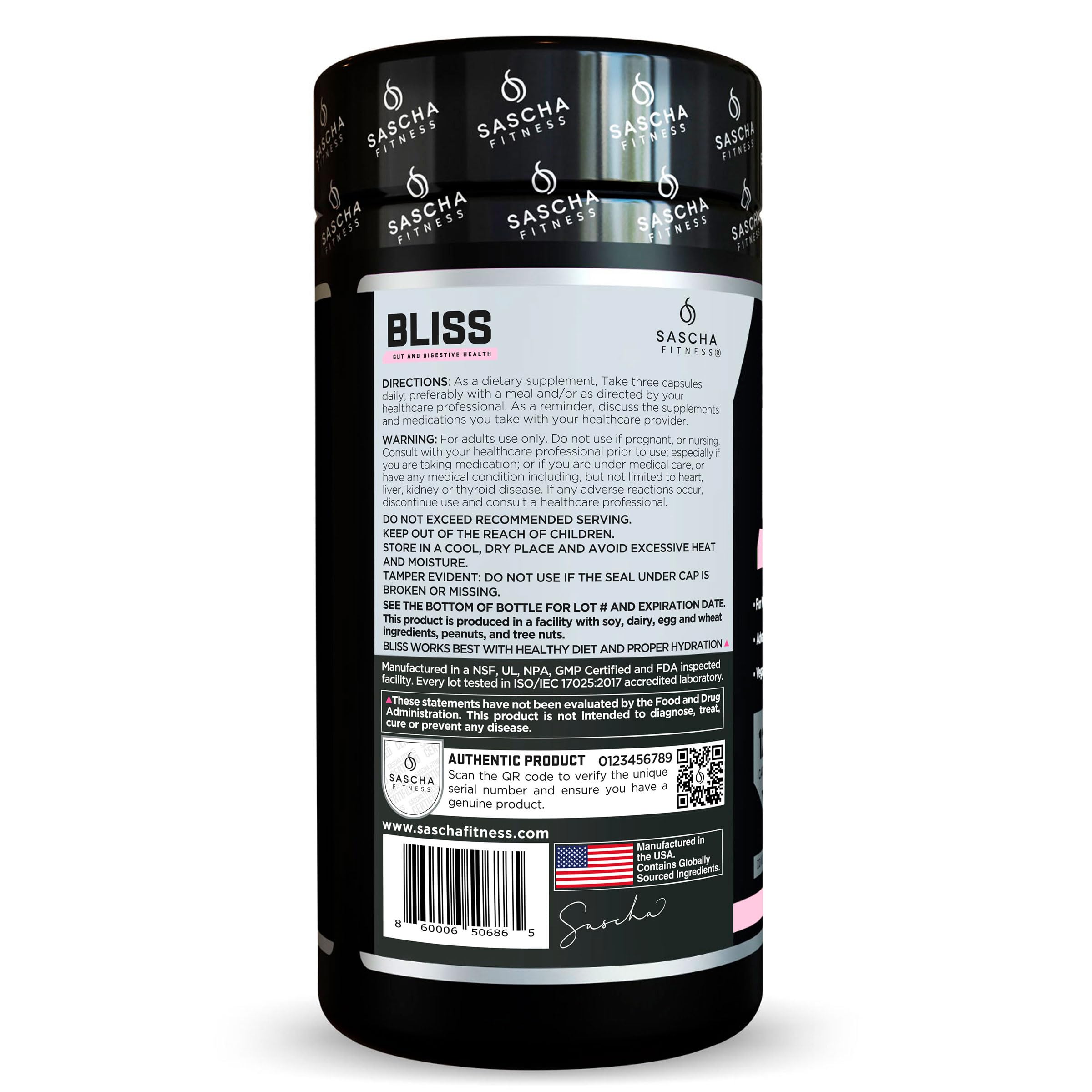 SASCHA FITNESS®️Gut and Digestive Health Support Pills | Prebiotics, Probiotics & Enzyme Blend |Berberine HCI,Gluco Vantage®|Helps with Bloating,Fat Loss, Cravings,Glucose Metabolism,30 Day Supply