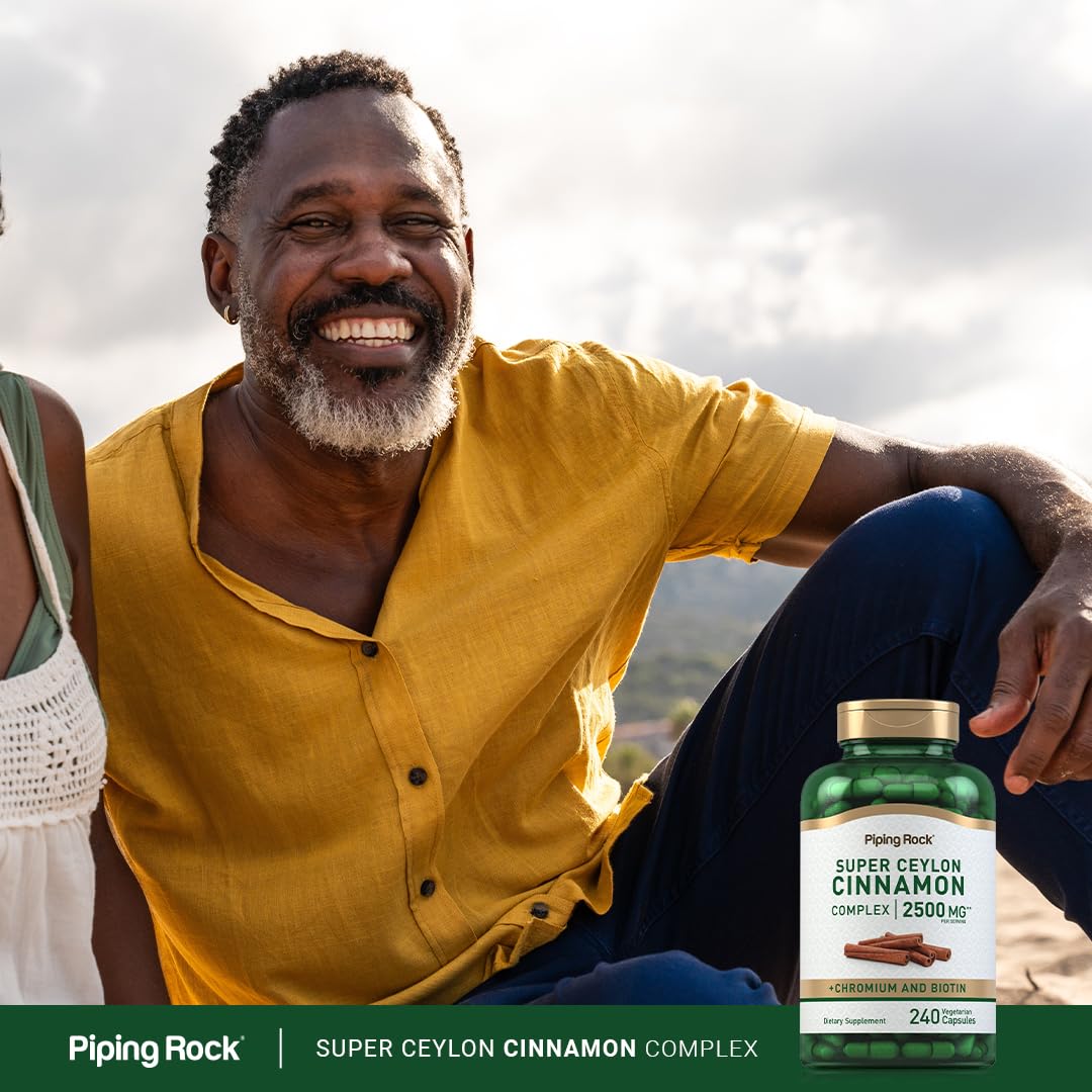 Piping Rock Super Ceylon Cinnamon Complex Capsules | 240 Powder Pills | Extract Supplement with Chromium and Biotin | Vegetarian, Non-GMO, Gluten Free