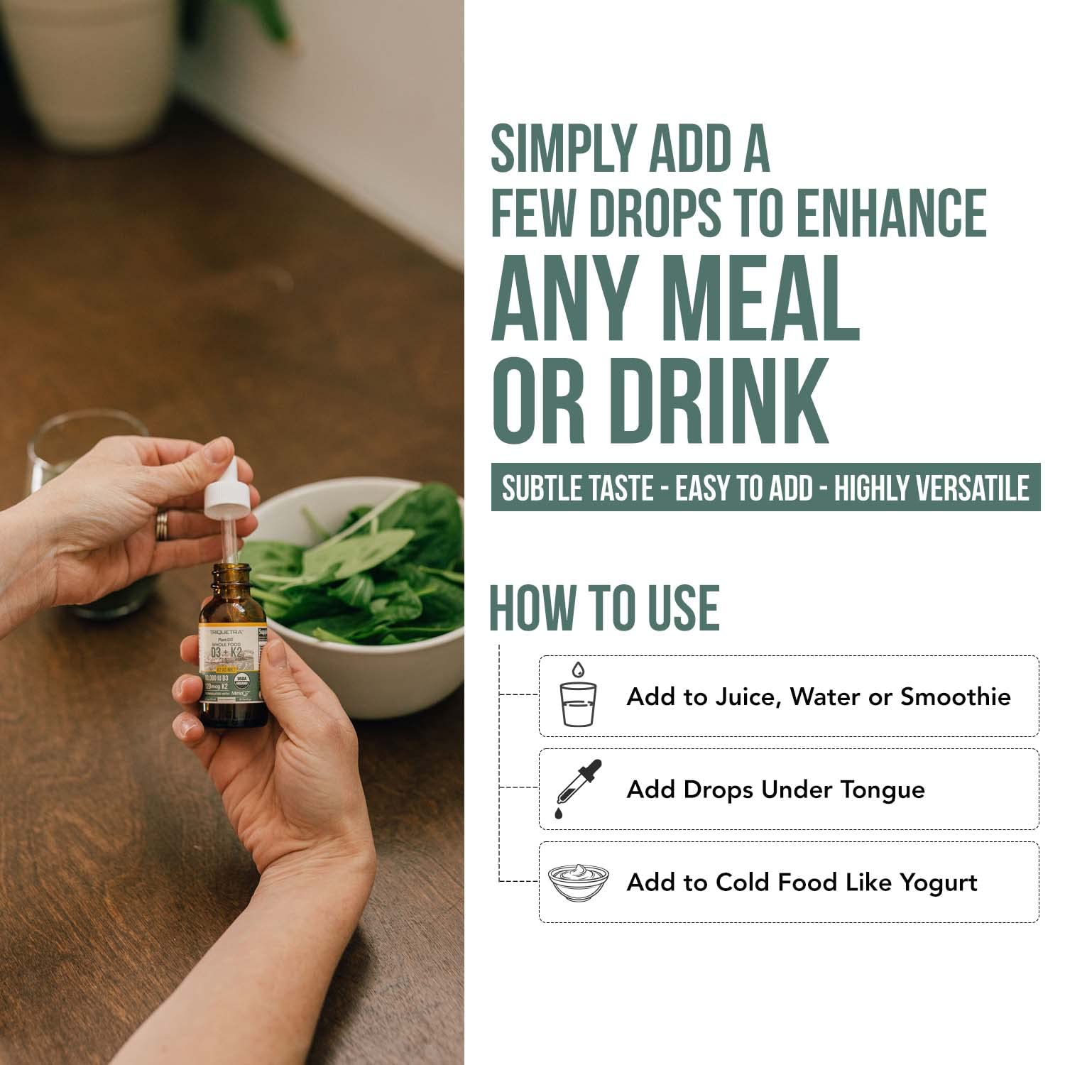 Organic Plant D3 K2 vitamin 10000 iu - All-Trans MK7 from MenaQ7 (120 mcg K2) - 100% Organic & Plant-Based Sublingual D3 Drops 10,000 iu (Cholecalciferol), 100% Vegan - Supports Immunity, Bone, Brain