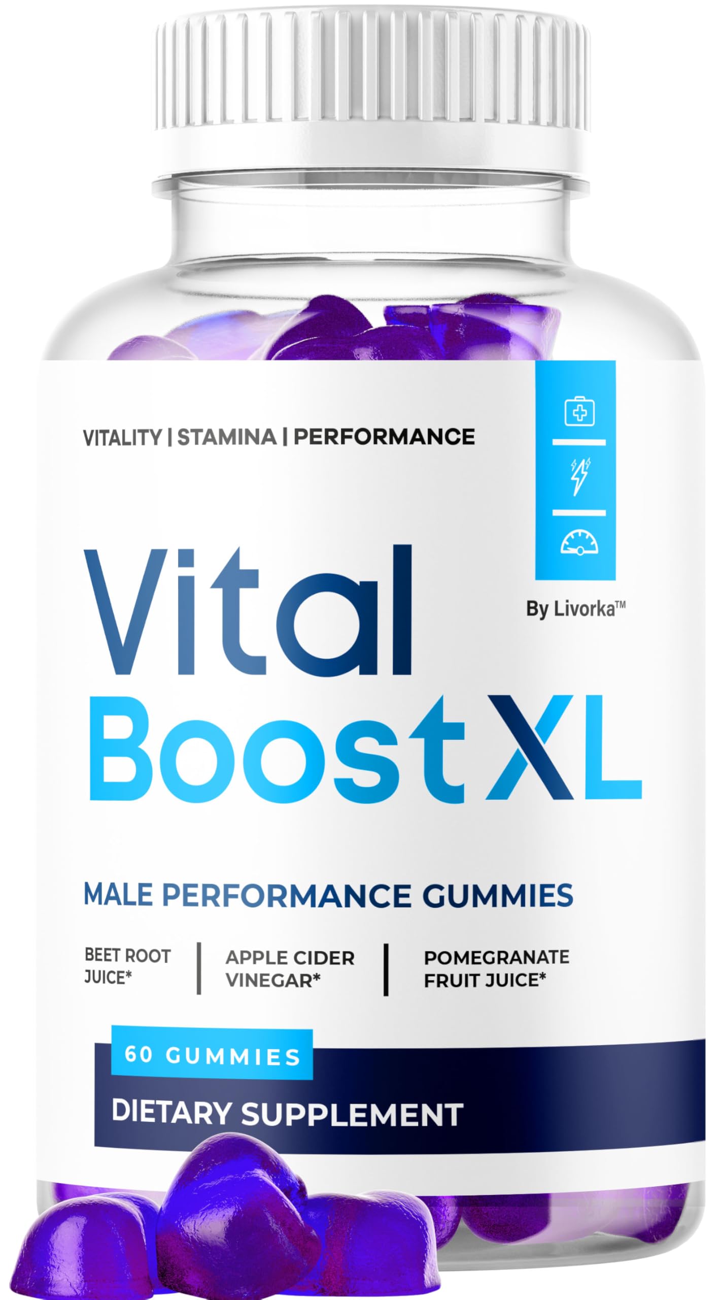 LIVORKA Vital Boost XL Gummies - Official VitalBoost XL Gummys for Men Premium Natural Ingredients - Maximum Strength, Advanced Formula Support for Overall Health & Wellness, 60 Gummies for 1 Month