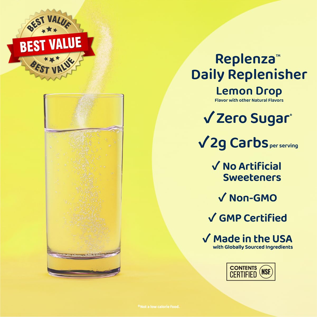 Replenza Daily Replenisher GLP-1 Nutritional Support, Powder, Muscle Recovery, Digestive Health & Skin Elasticity Mix of Amino Acids, Prebiotics and Collagen Peptides – Lemon Flavored, 3 Pack