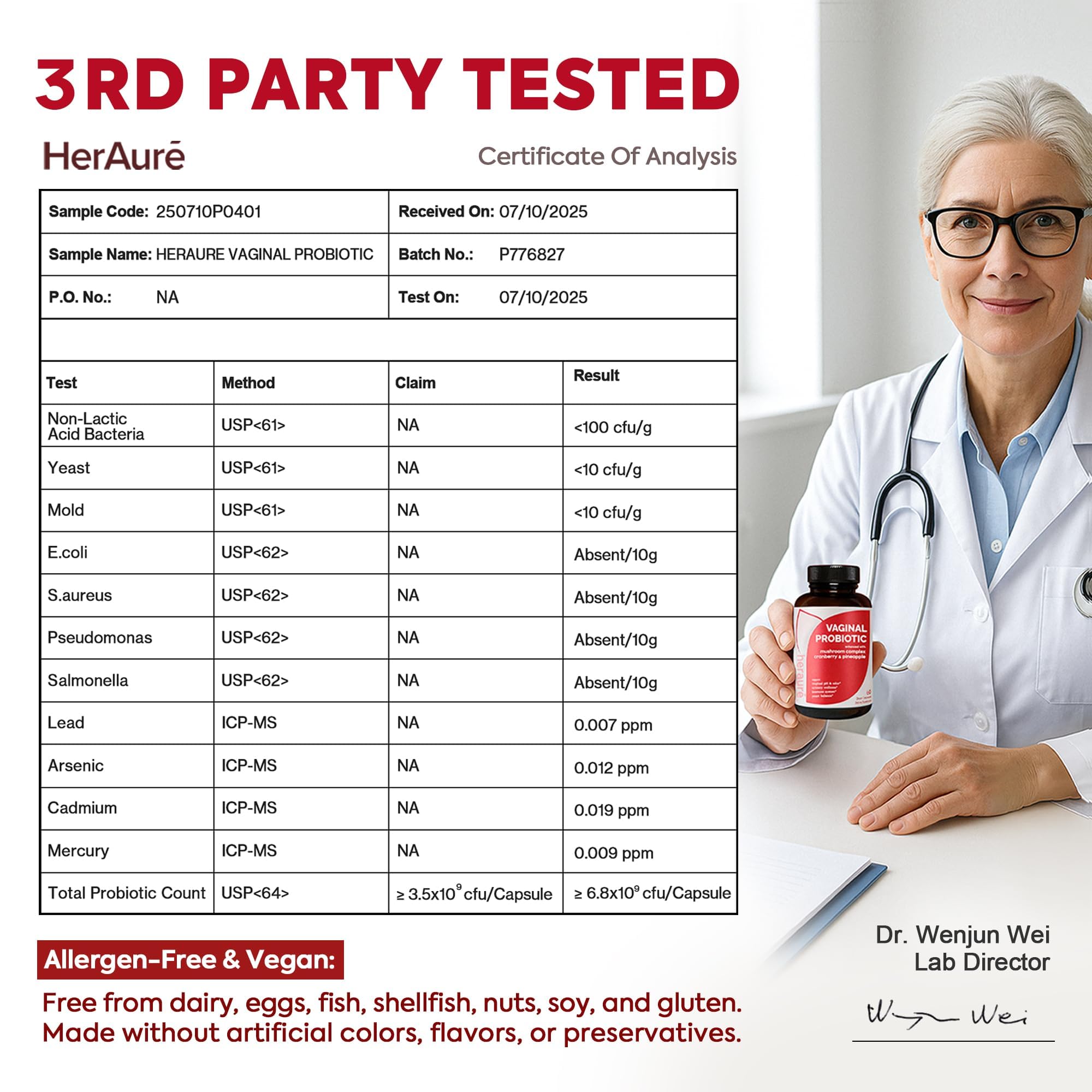 HerAuré Vaginal Probiotics for Women - pH Balance, Healthy Vaginal Odor, Vaginal Flora, Yeast Balance, Immune Support - Prebiotics & Lactobacillus Probiotic, Mushroom, Cranberry, Pineapple, 60 CT