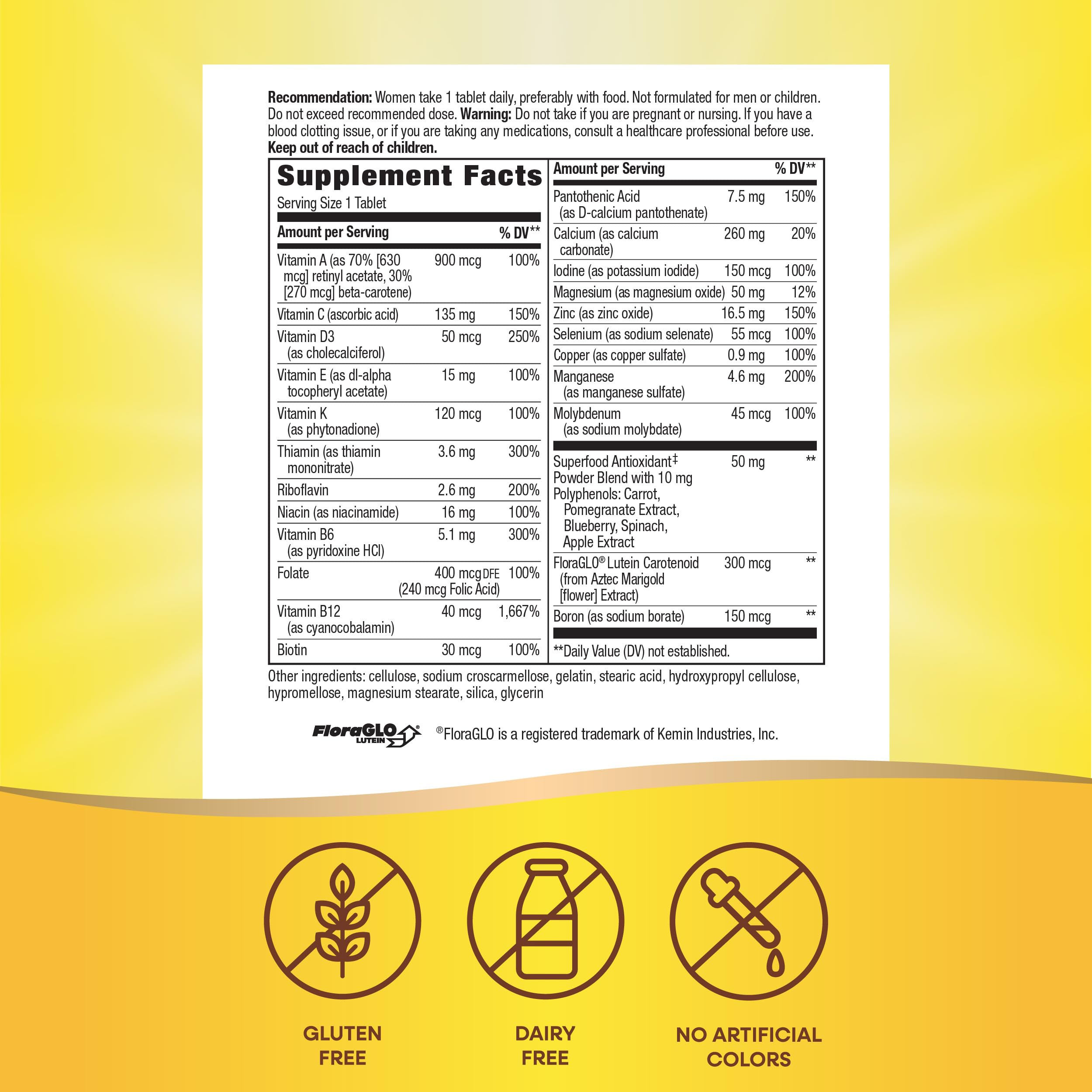 Nature's Way Alive! Women's 50+ Complete Multivitamins, Supports Healthy Heart, Brain, Bones*, Superfood Antioxidants(1), B-Vitamins, Gluten Free, 130 Tablets (Packaging May Vary)