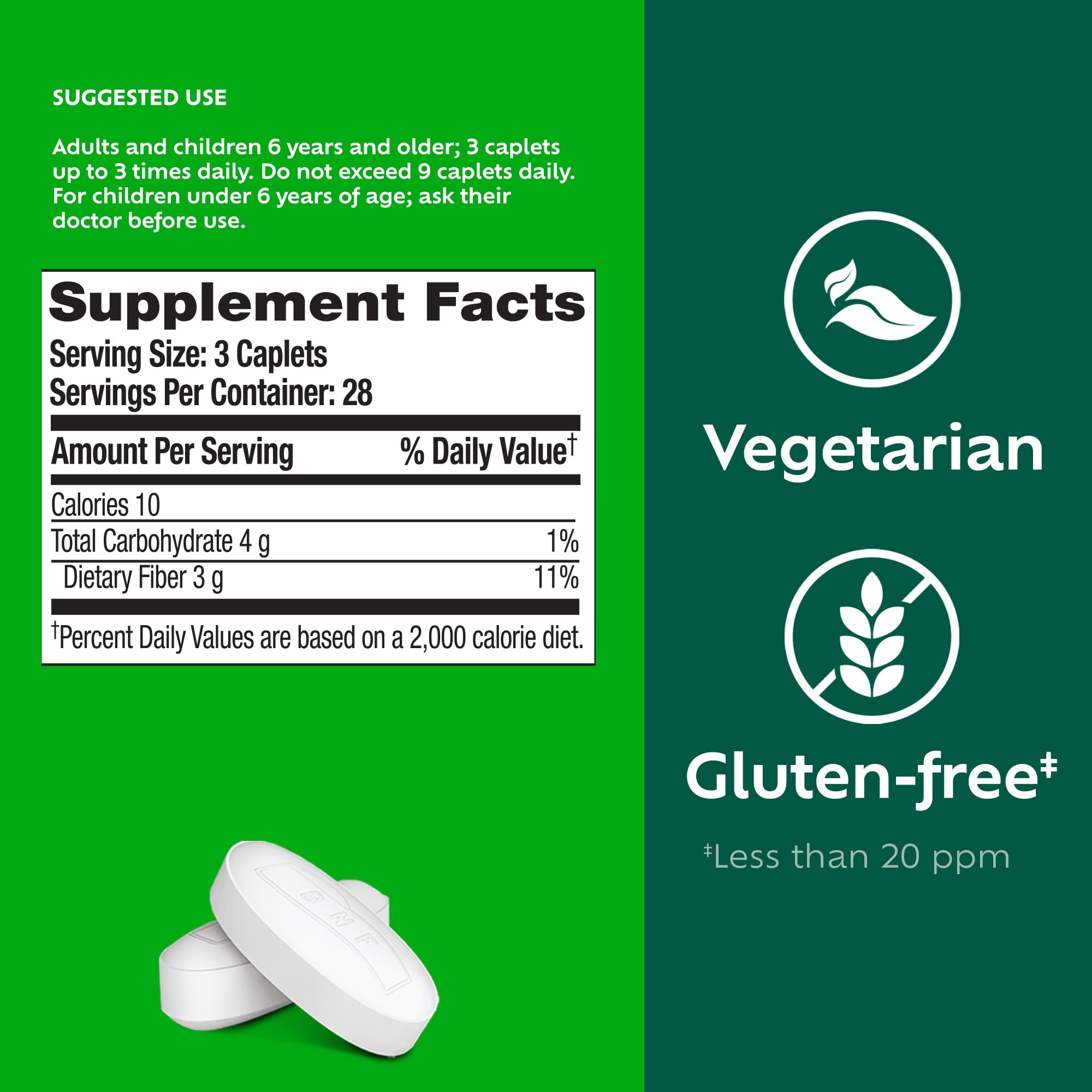 Benefiber Prebiotic Fiber Supplement Caplets, 84 Count