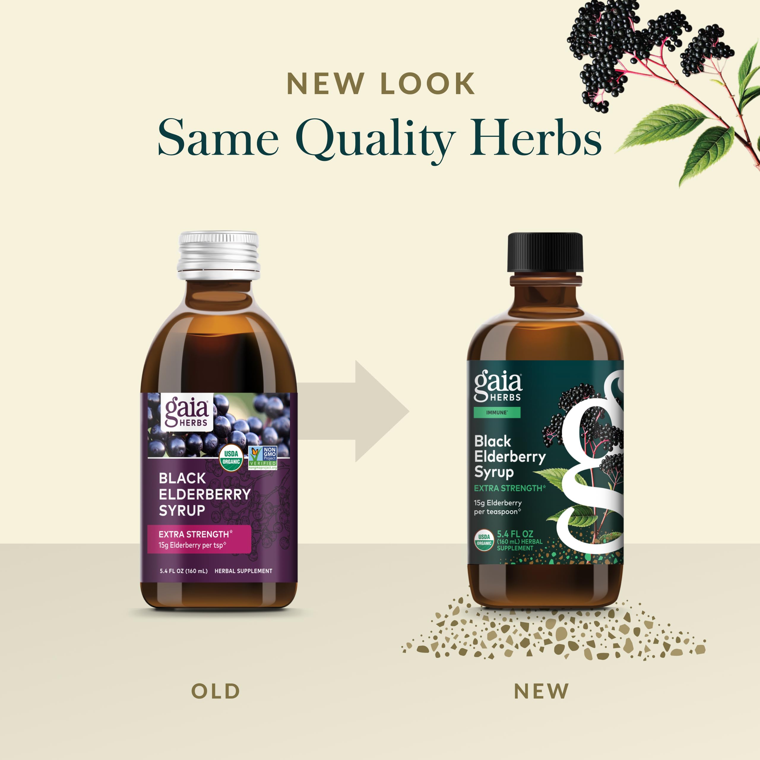 Gaia Herbs Black Elderberry Syrup - Made with Organic Black Elderberries (Sambucus nigra) for Immune System Support* - USDA Certified Organic Formula - 5.4 Fl Oz (About 32 to 128 Servings)