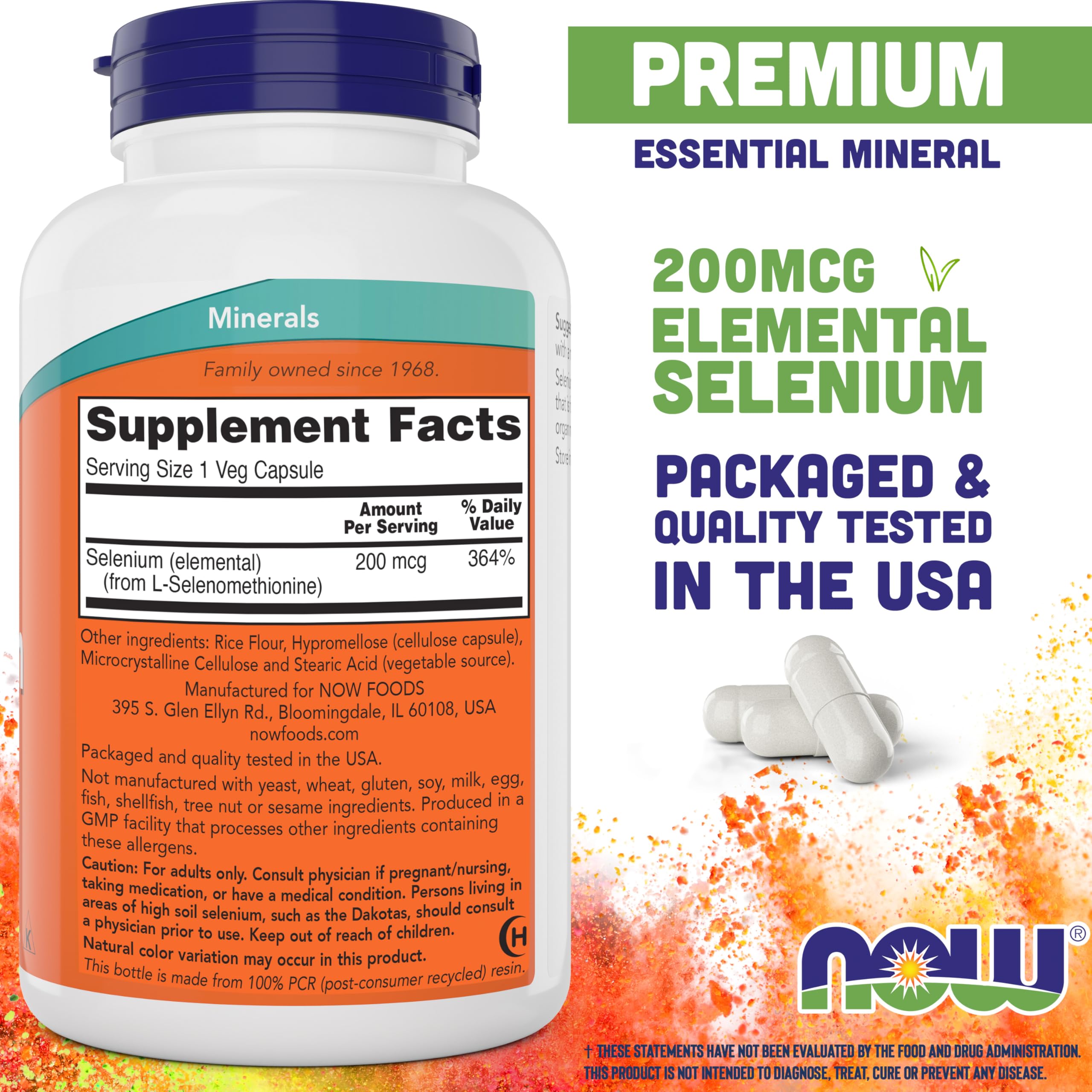 Now Foods Selenium 200mcg Capsules, 300 Count - L Selenomethionine Mineral Supplement for Women & Men - Veg Caps, Non-GMO, Vegan Friendly, Yeast-Free