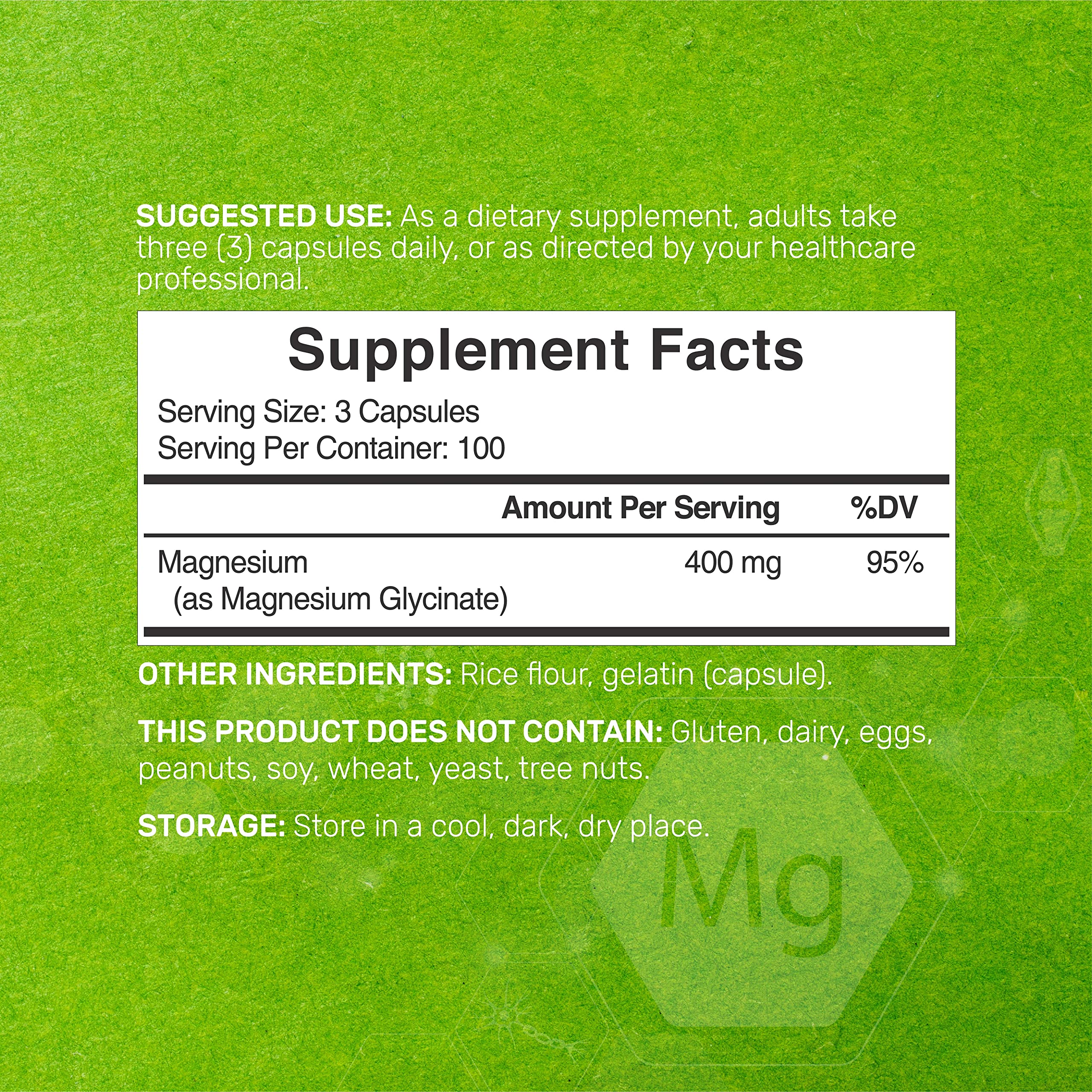 Magnesium Glycinate 400mg, 300 Capsules | 100% Chelated for Easy Absorption | Essential Mineral Supplement for Muscle, Sleep, & Heart Health*