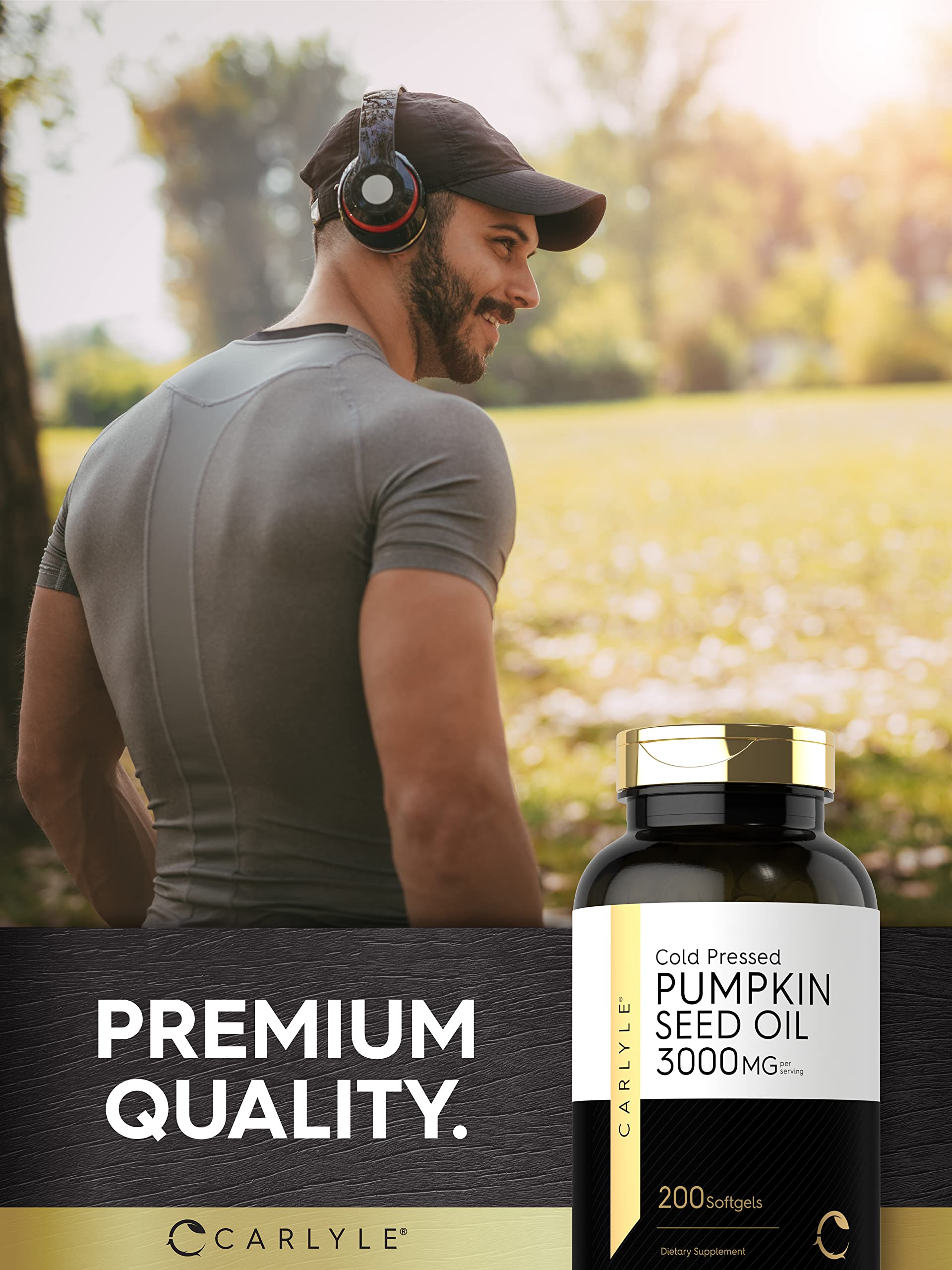 Carlyle Pumpkin Seed Oil Capsules | 3000mg | 200 Softgels | Essential Fatty Acids | Cold Pressed Dietary Supplement | Non-GMO and Gluten Free Formula