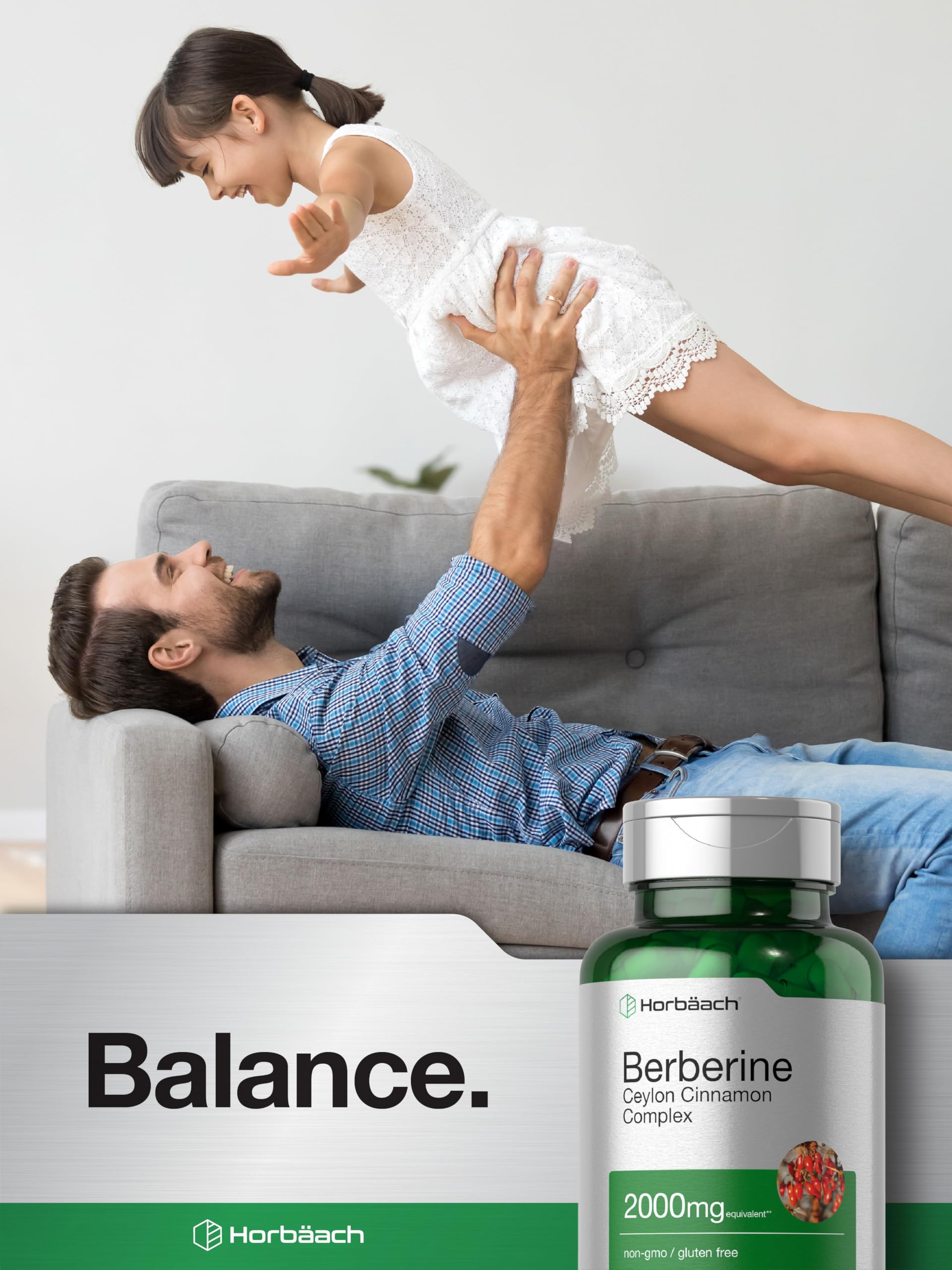 Horbäach Berberine with Ceylon Cinnamon | 120 Veggie Capsules | Vegetarian, Non-GMO & Gluten Free Supplement | Berberine Complex