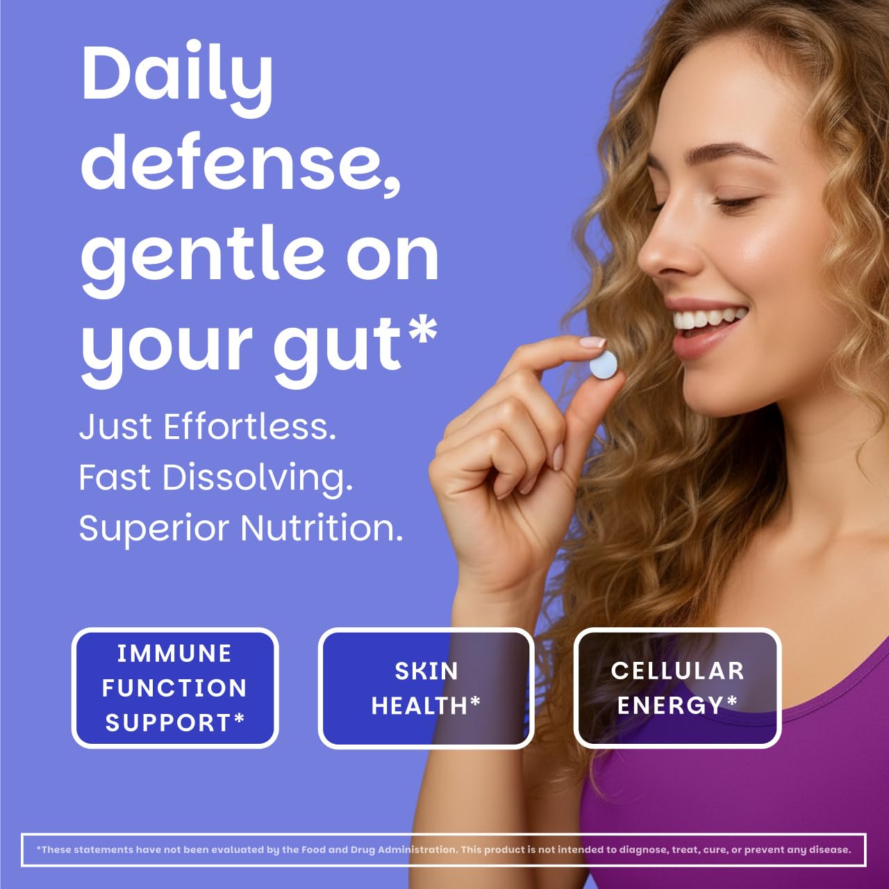 EZ Melts Zinc - Supplement for Immune, Digestive & Skin Health Support - Non-GMO, Vegan & Gluten-Free - Blueberry Blast - 60 Dissolvable Tablets (60 Servings)