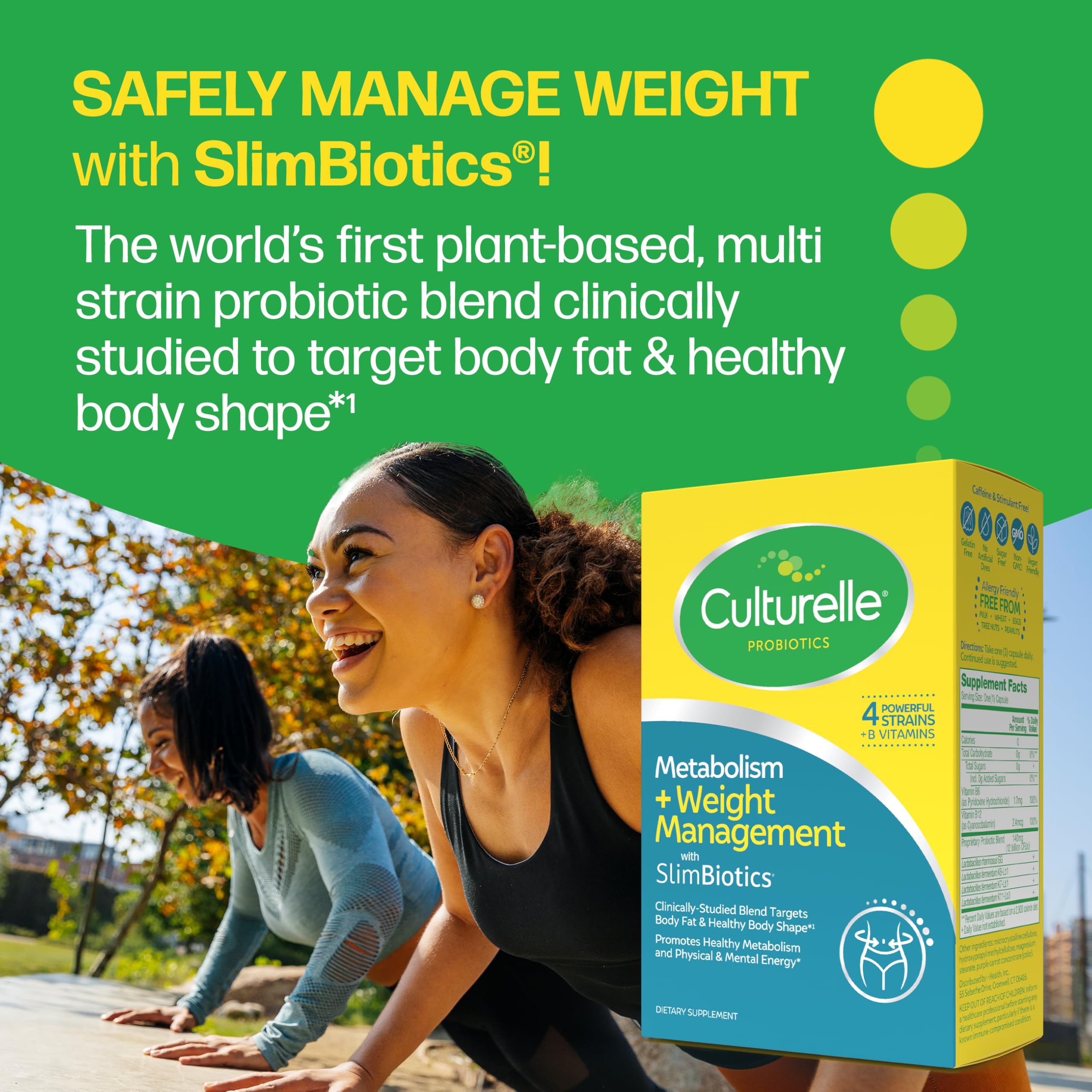 Culturelle Metabolism + Weight Management with SlimBiotics® Probiotic Capsules – 30 Count – Helps Safely Manage Weight - Promotes Healthy Metabolism and Physical & Mental Energy