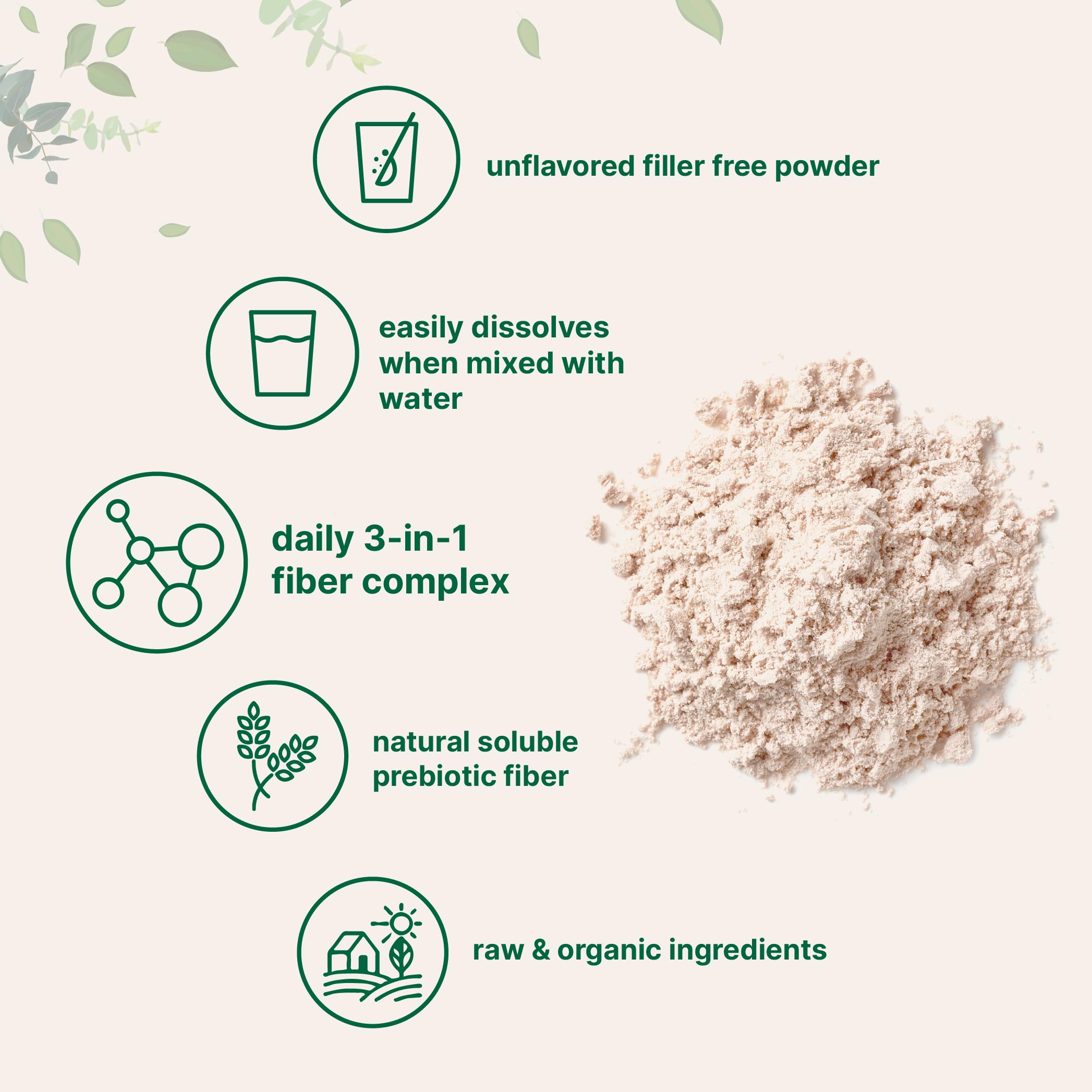 Micro Ingredients Organic Triple Fiber Powder, 2lb | Natural Prebiotic to Support Digestive & Gut Health | Soluble, Easily Digestible | Unflavored, Vegan