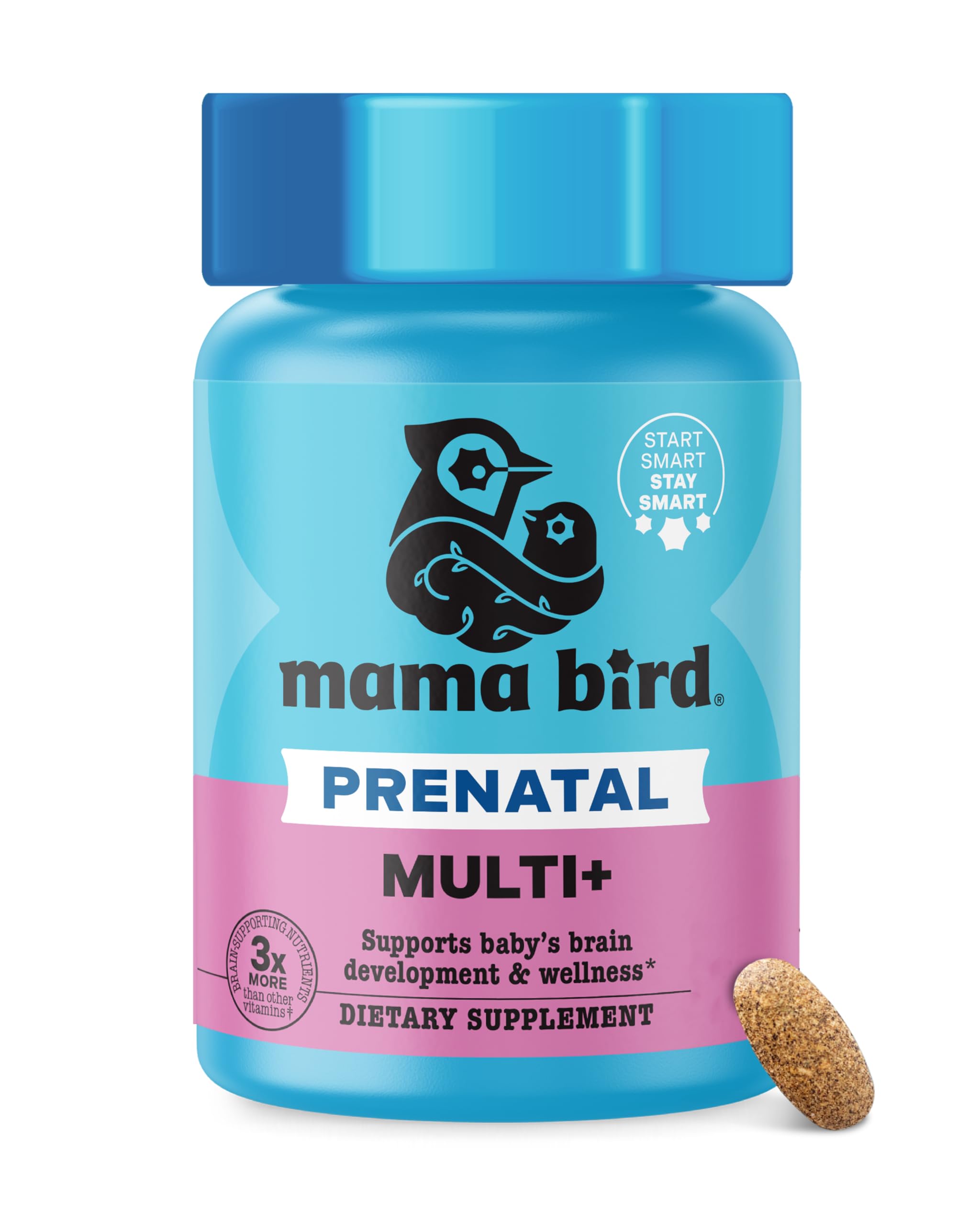 Best Nest Wellness - Mama Bird - Prenatal Multi+ (30 Servings) - Prenatal Vitamins for Women - Supports Baby Brain Health - Organic Herbs, Probiotics, Digestive Enzymes