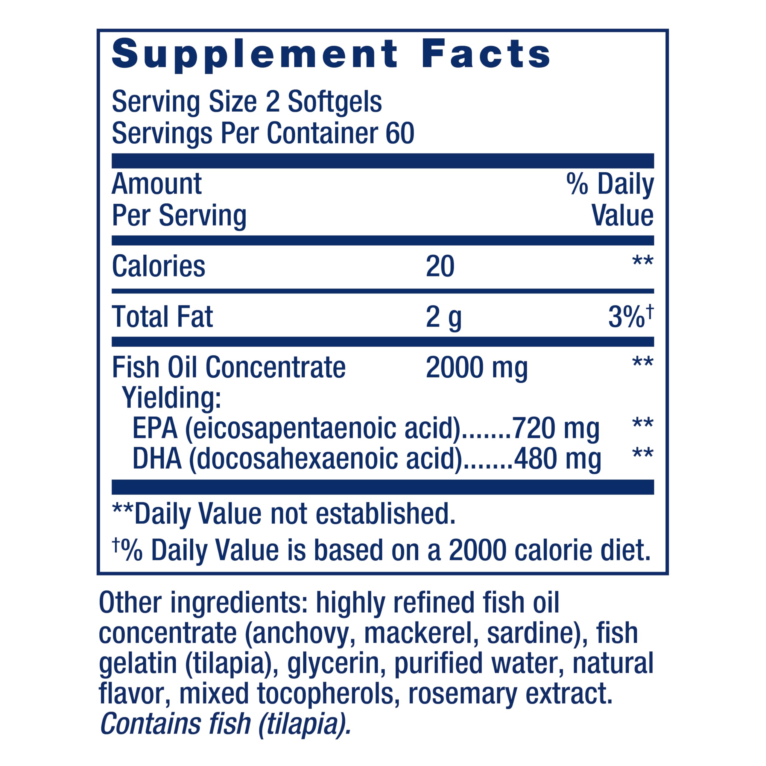 Life Extension Mega EPA/DHA, Omega-3 Fatty acids, Heart & Brain Health, Non-GMO, Gluten-Free, 120 softgels