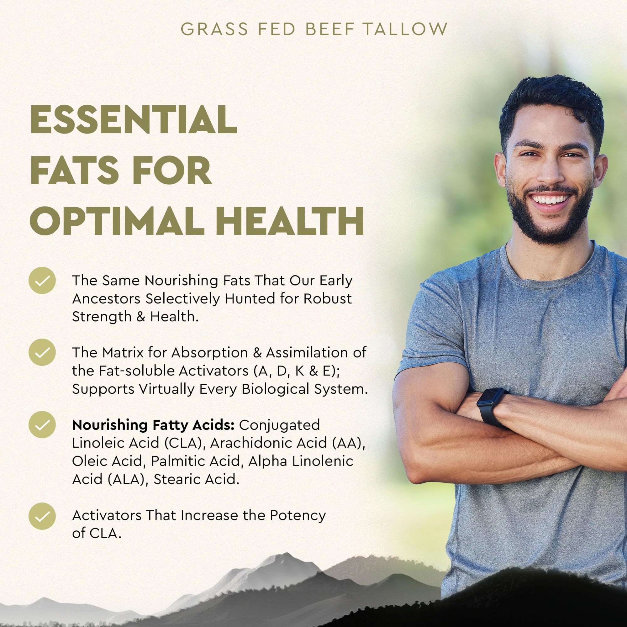 Ancestral Supplements Grass Fed Beef Tallow Capsules, 3000mg, Nourishing Kidney Fat Supplement Supports Bones, Teeth, Gums, Skin, Immune and Overall Health, Non-GMO, 180 Capsules