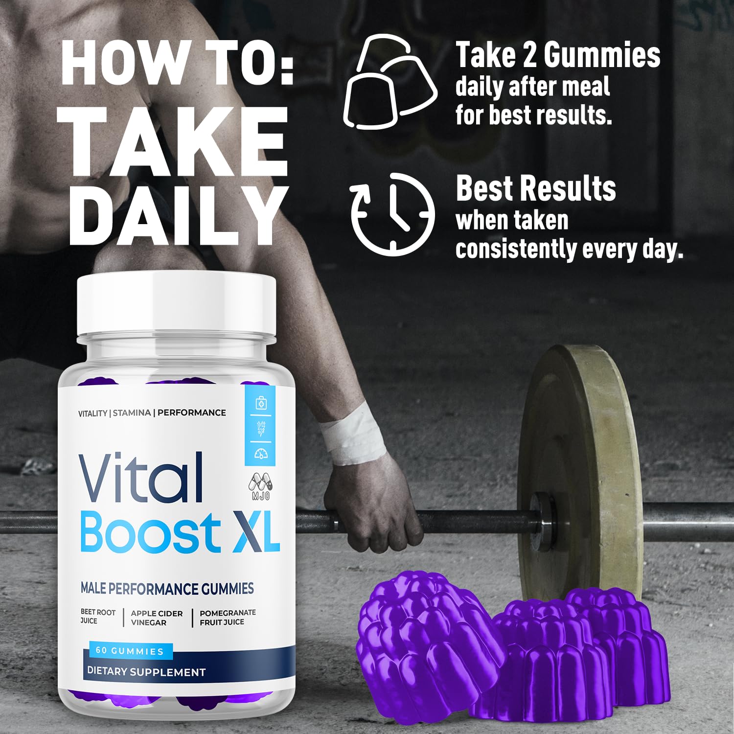 Vital Boost XL Gummies, Official VitalBoost X L Gummys for Men with All Natural Ingredients, Vital Boost XL Advanced Health & Wellness Support with Premium Active Lifestyle Vitamins (60 Gummies)
