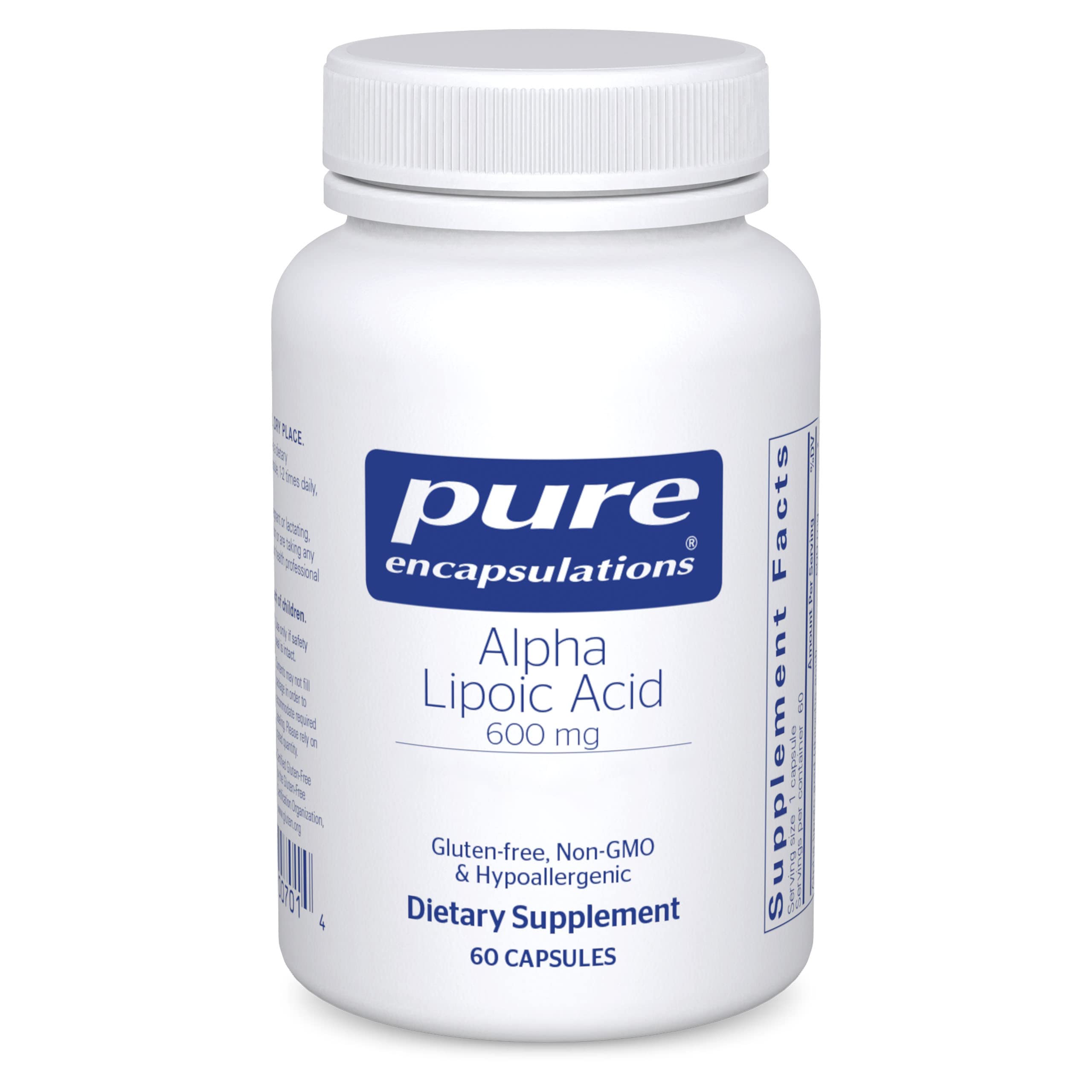 Pure Encapsulations Alpha Lipoic Acid 600 mg - ALA Supplement for Liver Support, Antioxidants, Nerve Health, Cardiovascular Health & Carbohydrate Support - Premium Alpha Lipoic Acid - 60 Capsules