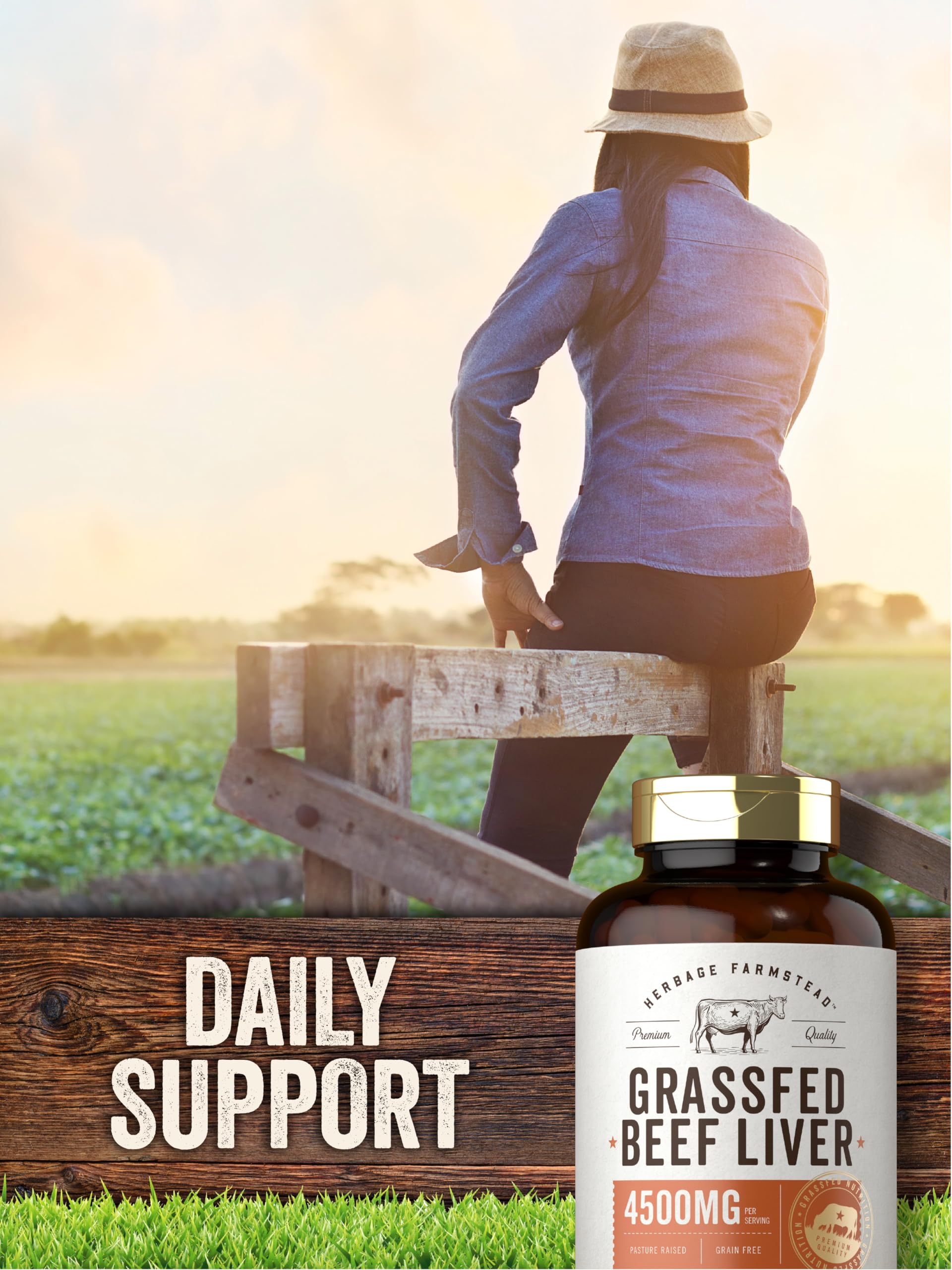 Carlyle Grass Fed Beef Liver Capsules | 4500mg | 250 Count | Desiccated Supplement | Non-GMO, Gluten Free | by Herbage Farmstead