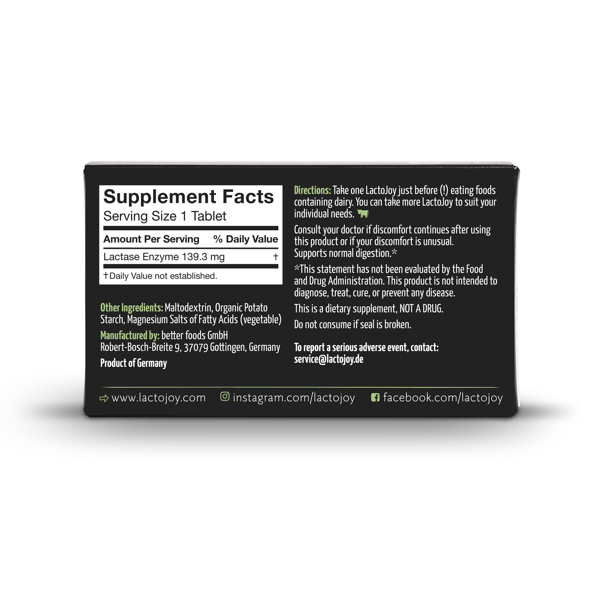 LactoJoy Lactase Pills 14,500 I 45 Pieces I Powerful Lactase Enzymes for Lactose Intolerance I Ultra Pure Lactase for Improved Digestion I No Silicon Dioxide, No Artificial Flavors, No Sucralose