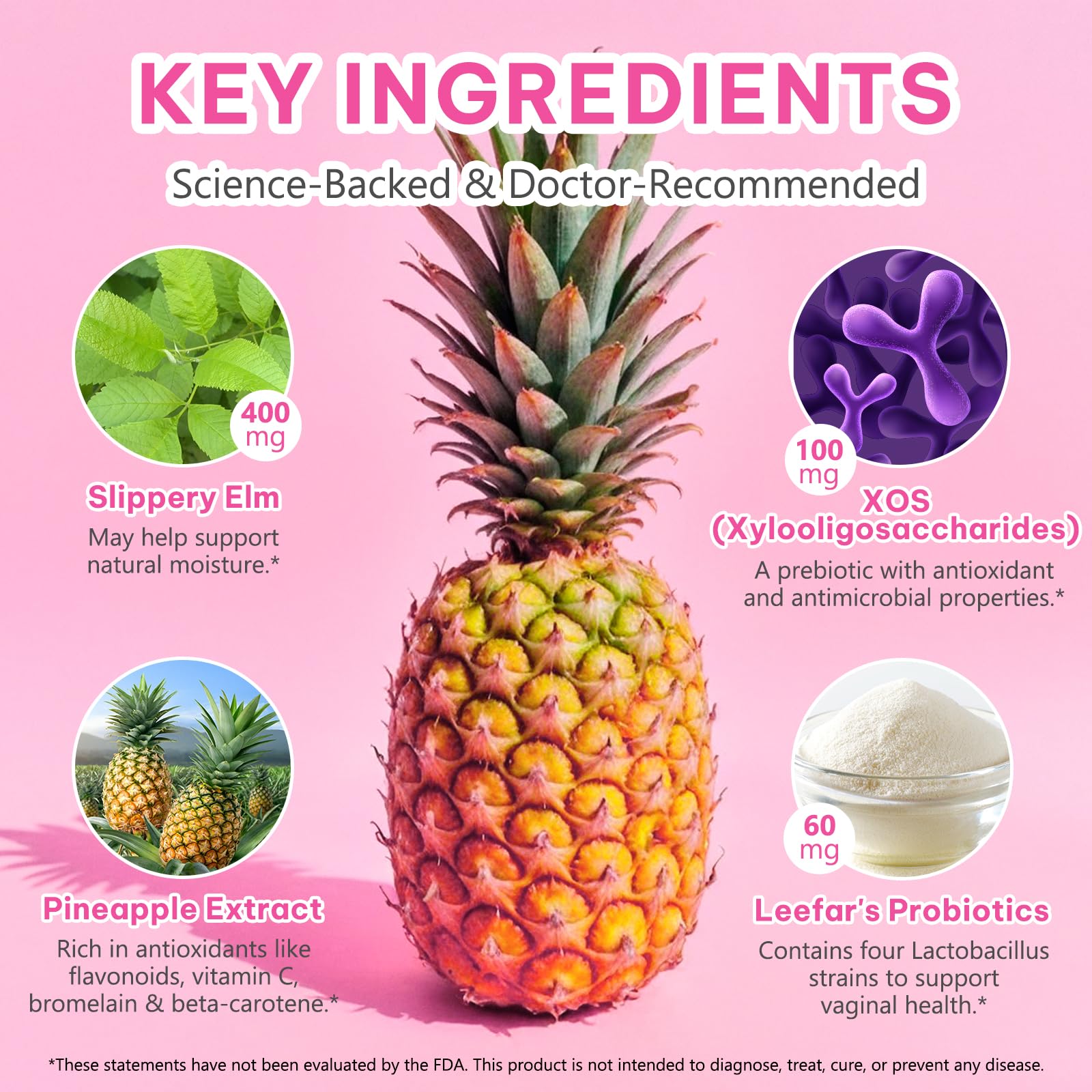 bnHUlMXw Feminine Probiotics Gummies,Vaginal Women Probiotic,Feminine Balance pH Gummies for Healthy Odor,Improve Immune,Support Vaginal Health,with Slippery Elm(60 Gummies)