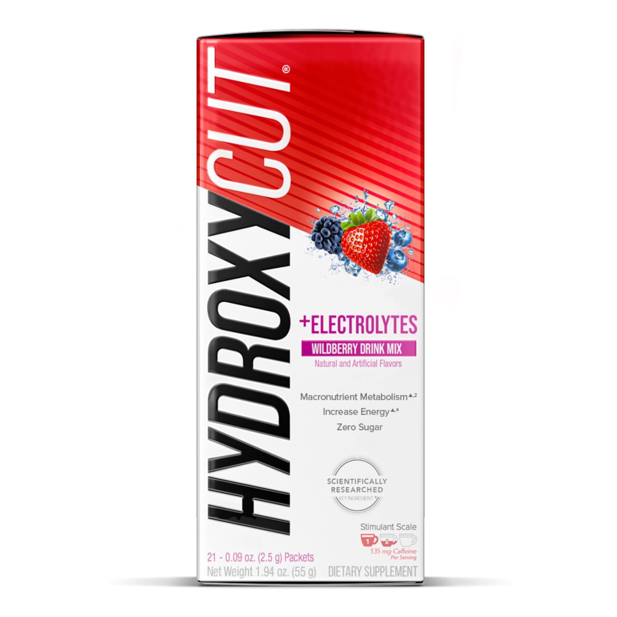 Hydroxycut Drink Mix, Wildberry Blast - 21 Travel-Size Packets - Zero Calories, Zero Sugar - Boost Metabolism, Burn Calories, Increase Energy - for Women & Men
