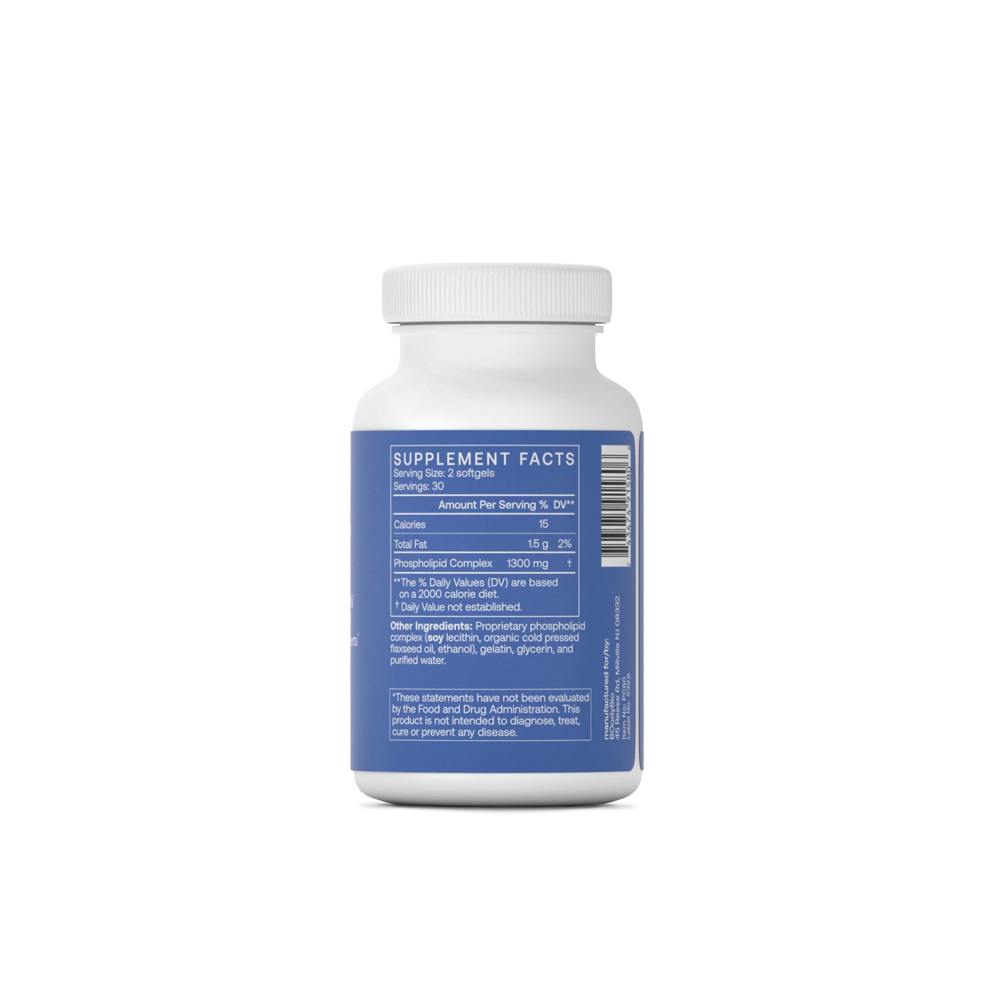 BodyBio PC - Phosphatidylcholine for Brain Health, Mental Clarity, Cognitive Function, Cellular Repair & Healthy Aging, Phospholipid Complex Supplement for Gentle Daily Detox