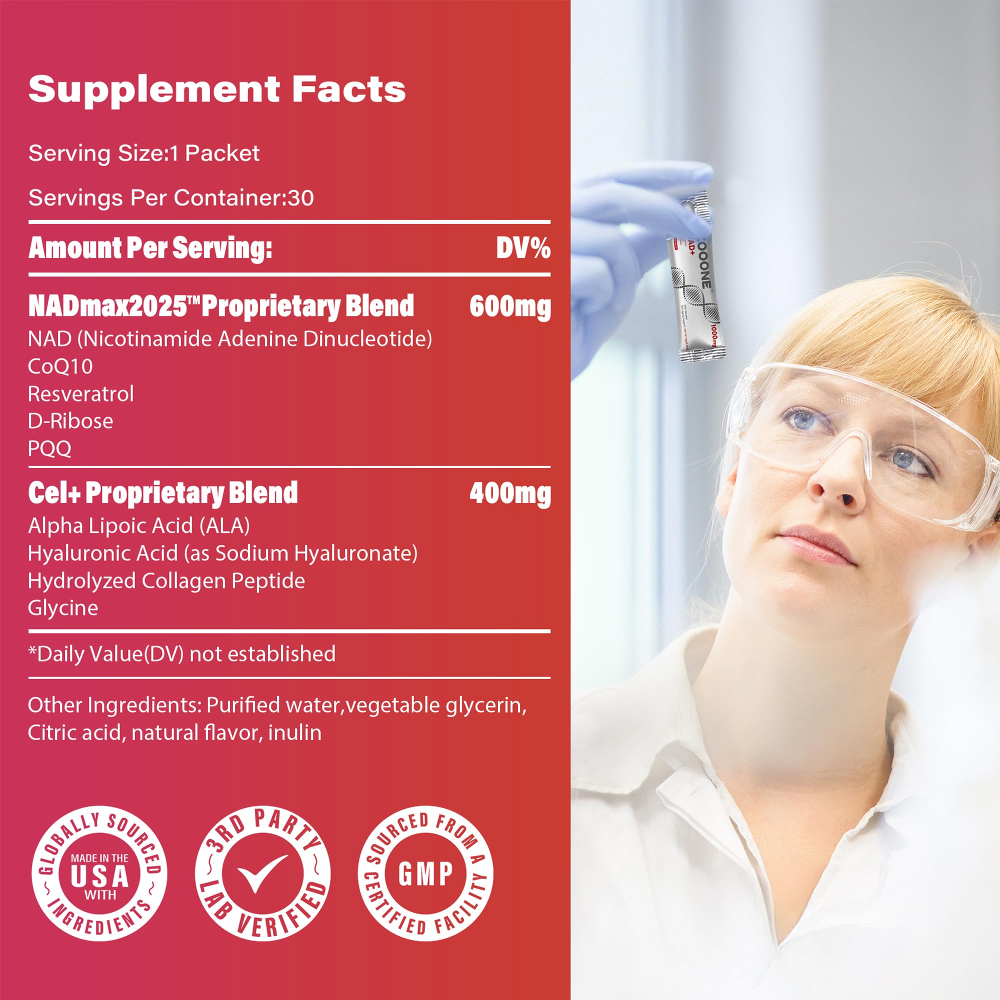 zooone- NAD+ Supplement 30pcs, Premium Nicotinamide Riboside & Resveratrol, DNA Repair & Healthy Aging， Advanced NAD Supplement for Men & Women, Boosts Cellular Energy.