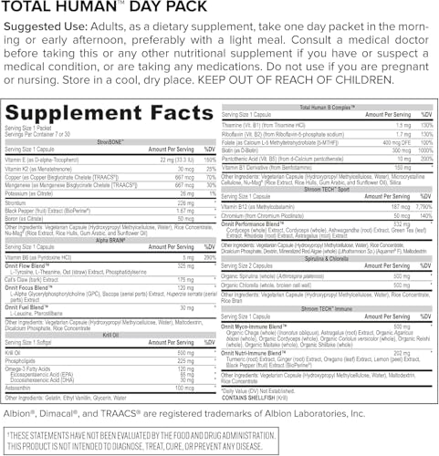 ONNIT Total Human Adult Multivitamin Dietary Supplement Comprehensive Capsule Packs with Day and Night Support, Daily Vitamin Packs for Men and Women, Dietary Supplement Capsules, 30-Day Supply