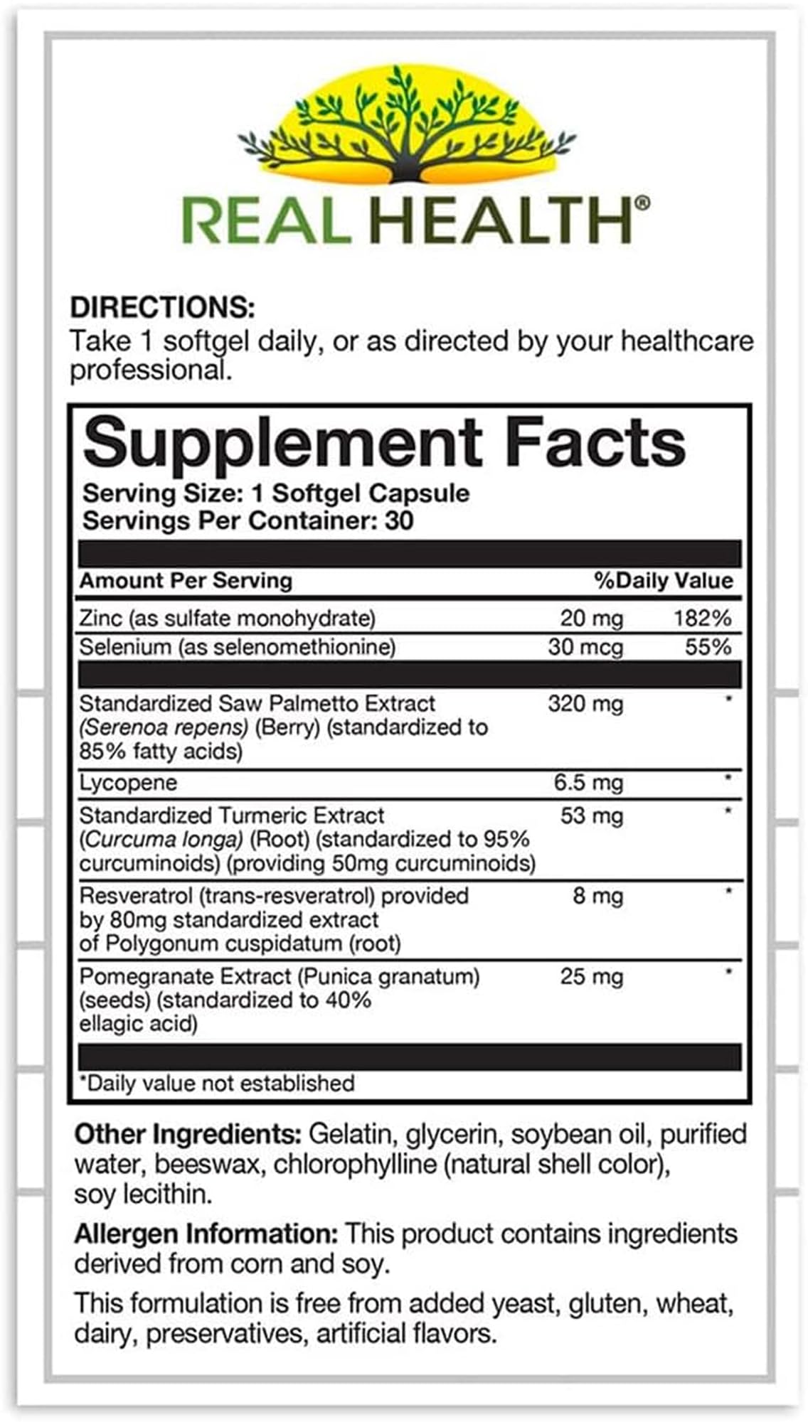 Real Health Prostate Complete - Prostate Health Supplements for Men, Saw Palmetto, One-per-Day Formula - 30 Count (Pack of 2)