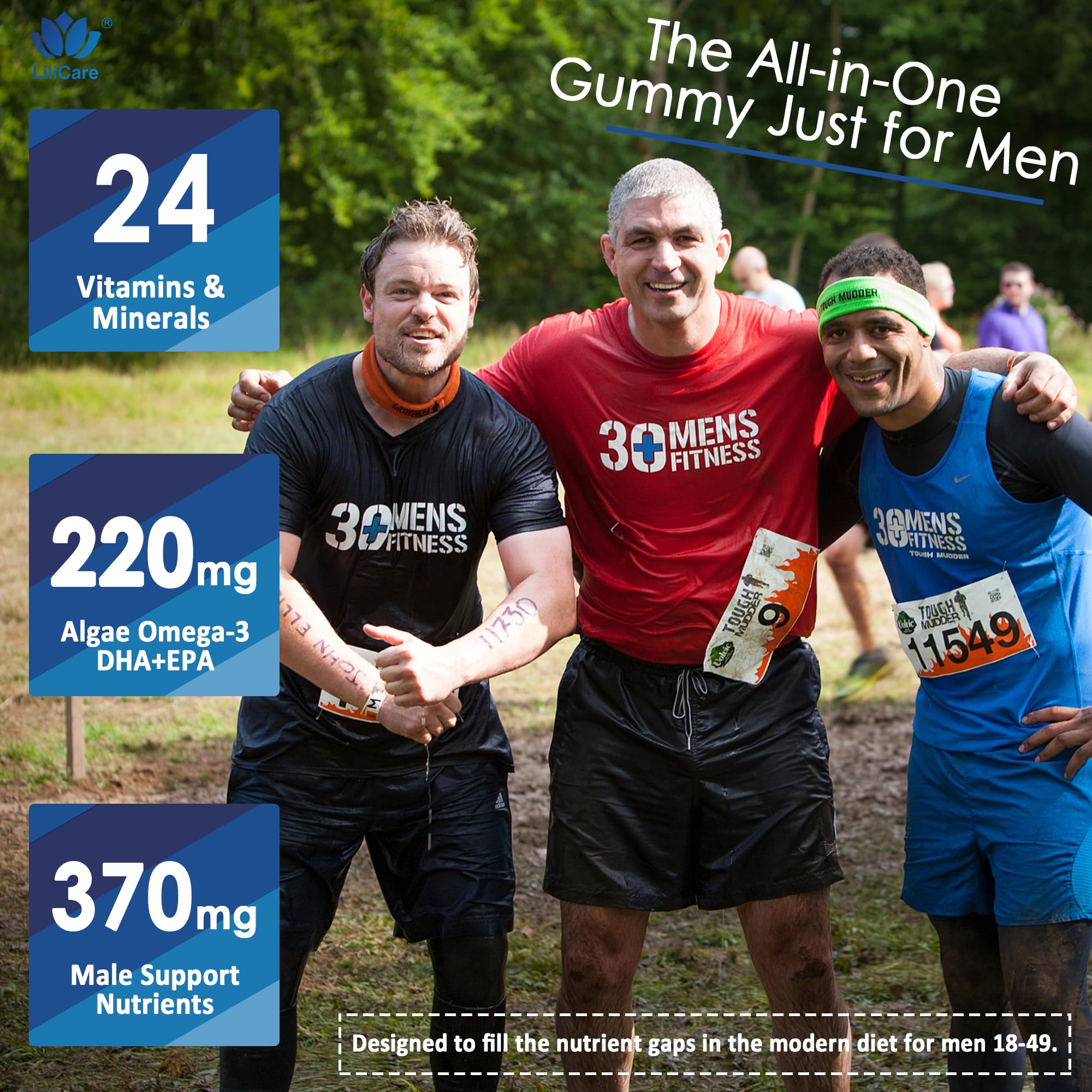 Mens Multivitamins Gummies, Methylated Multivitamin for Men, B Complex, Minerals, Vegan Omega 3, Probiotic, Enzyme, Antioxidants for Men's Complete Daily Support, Sugar Free, Vegan (No Iron) 60 Counts