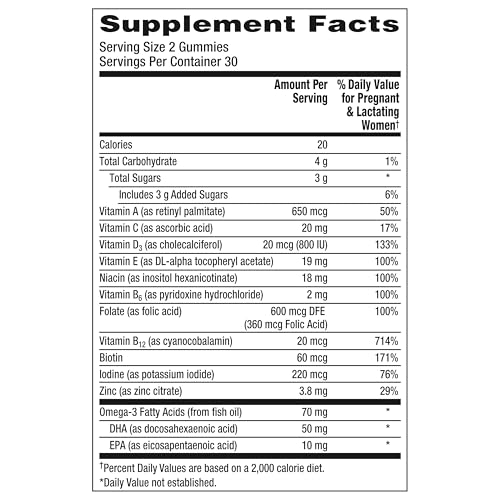 Centrum Prenatal Multivitamin Gummies with DHA and Folic Acid, Mixed Berry and Orange Flavors - 60 Count, 30 Day Supply