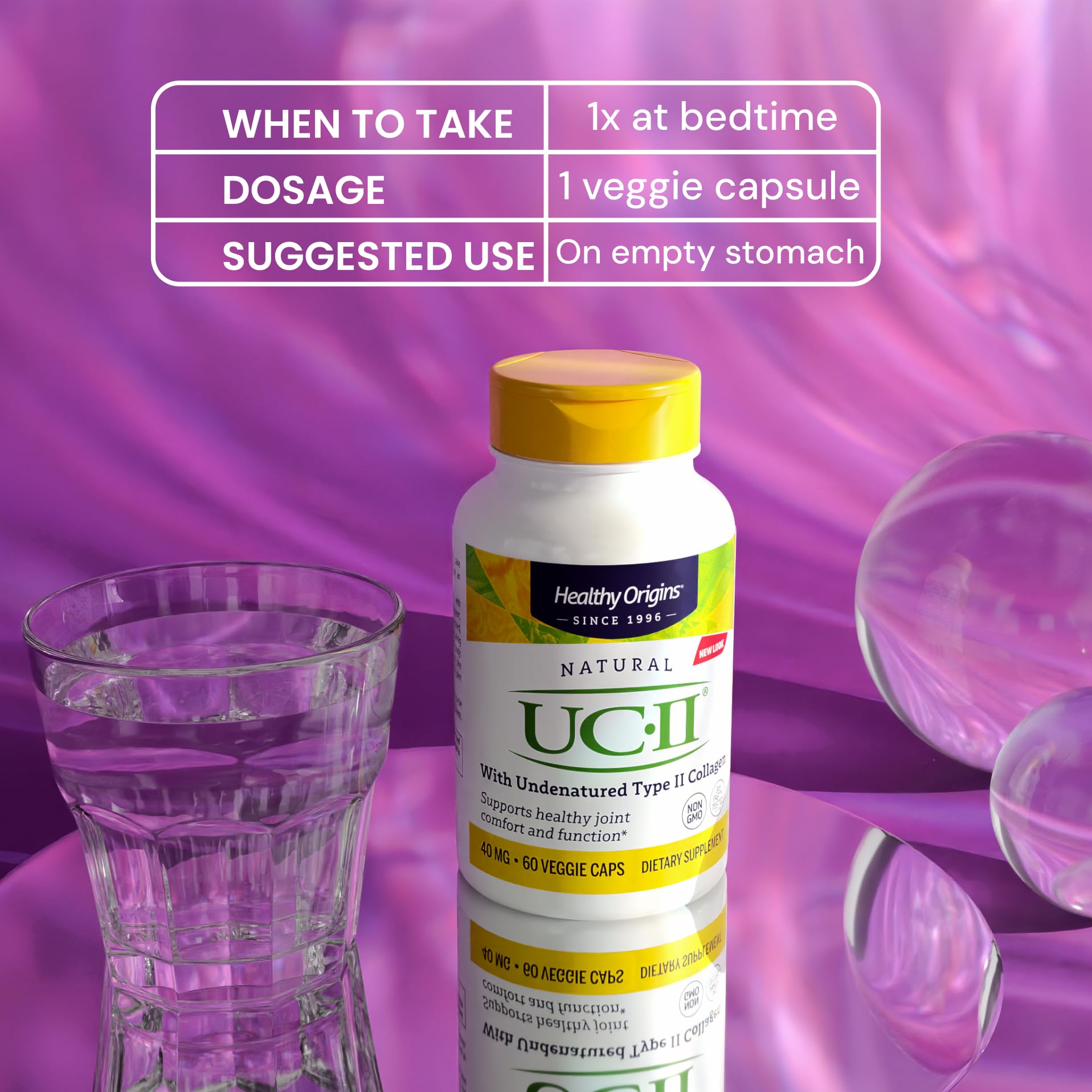 Healthy Origins UC-II 40 mg (Undenatured Type II Collagen, Non-GMO, Gluten Free, Joint Support), 60 Veggie Caps