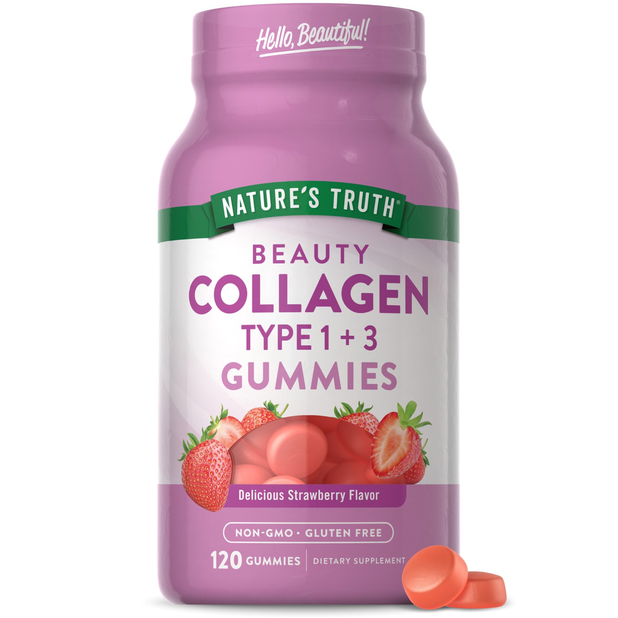 Nature's Truth Collagen Peptide Gummies for Women | 120 Count | Type 1 and 3 | Strawberry Flavor | Non-GMO & Gluten Free Supplement