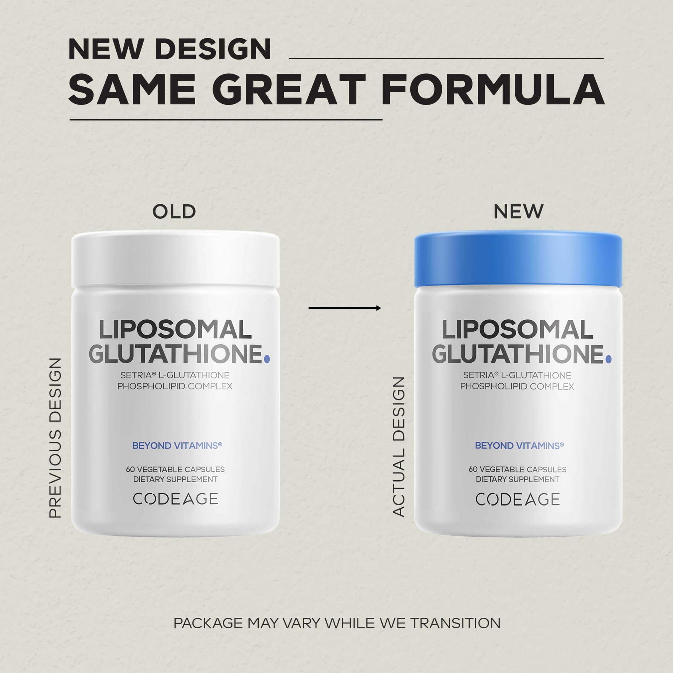 Codeage Liposomal Glutathione Supplement - Pure Reduced Setria L-Glutathione, Liposomal Delivery, Phospholipid Complex - Encapsulated Glutathione Powder Pills - Vegan, Non-GMO - 60 Capsules