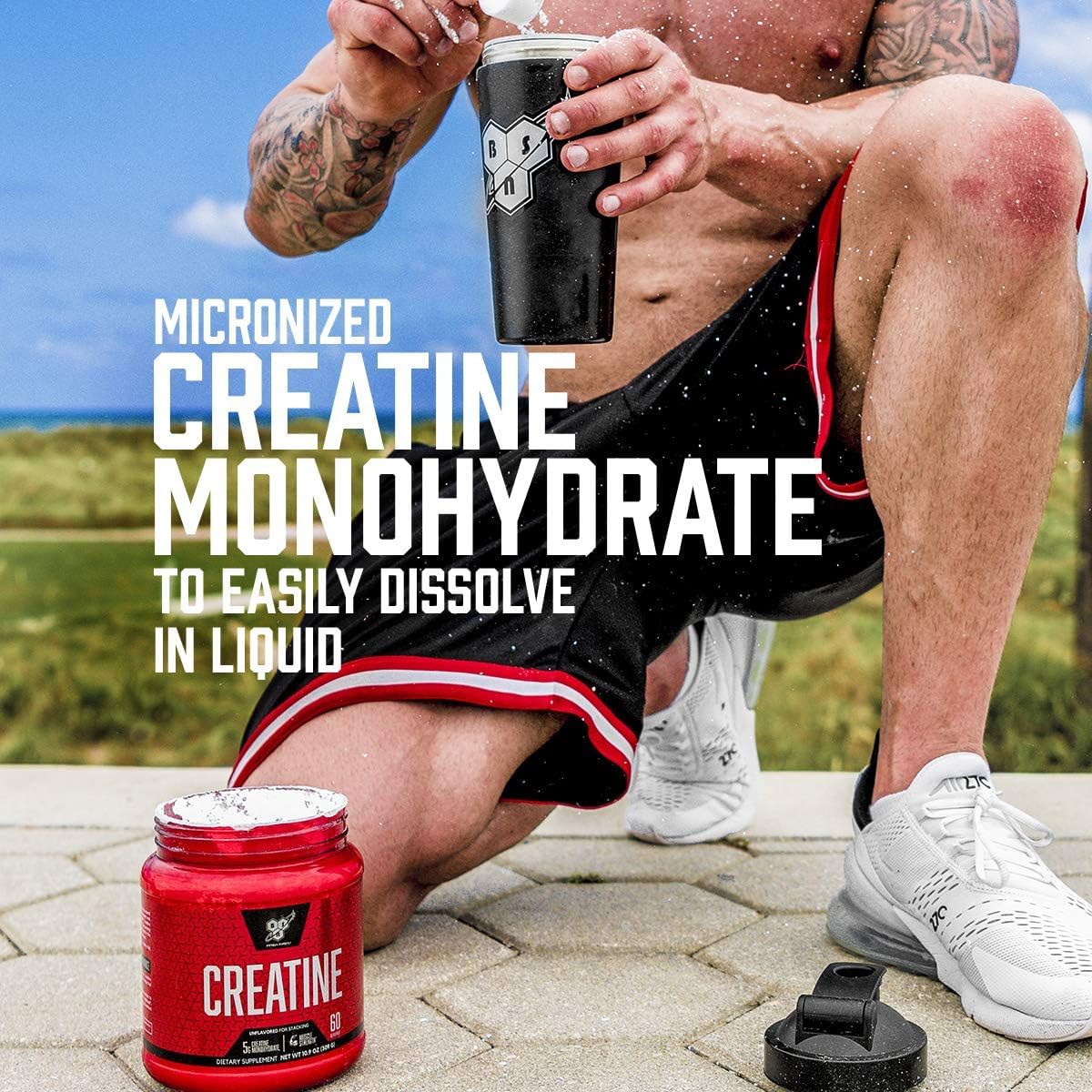BSN Micronized Creatine Monohydrate Powder, Unflavored Creatine Powder, Micronized, Supports Muscle Building, Supports Muscle Strength, Gym Supplement, 5g per Serving, 5000mg per Servings, 60 Servings
