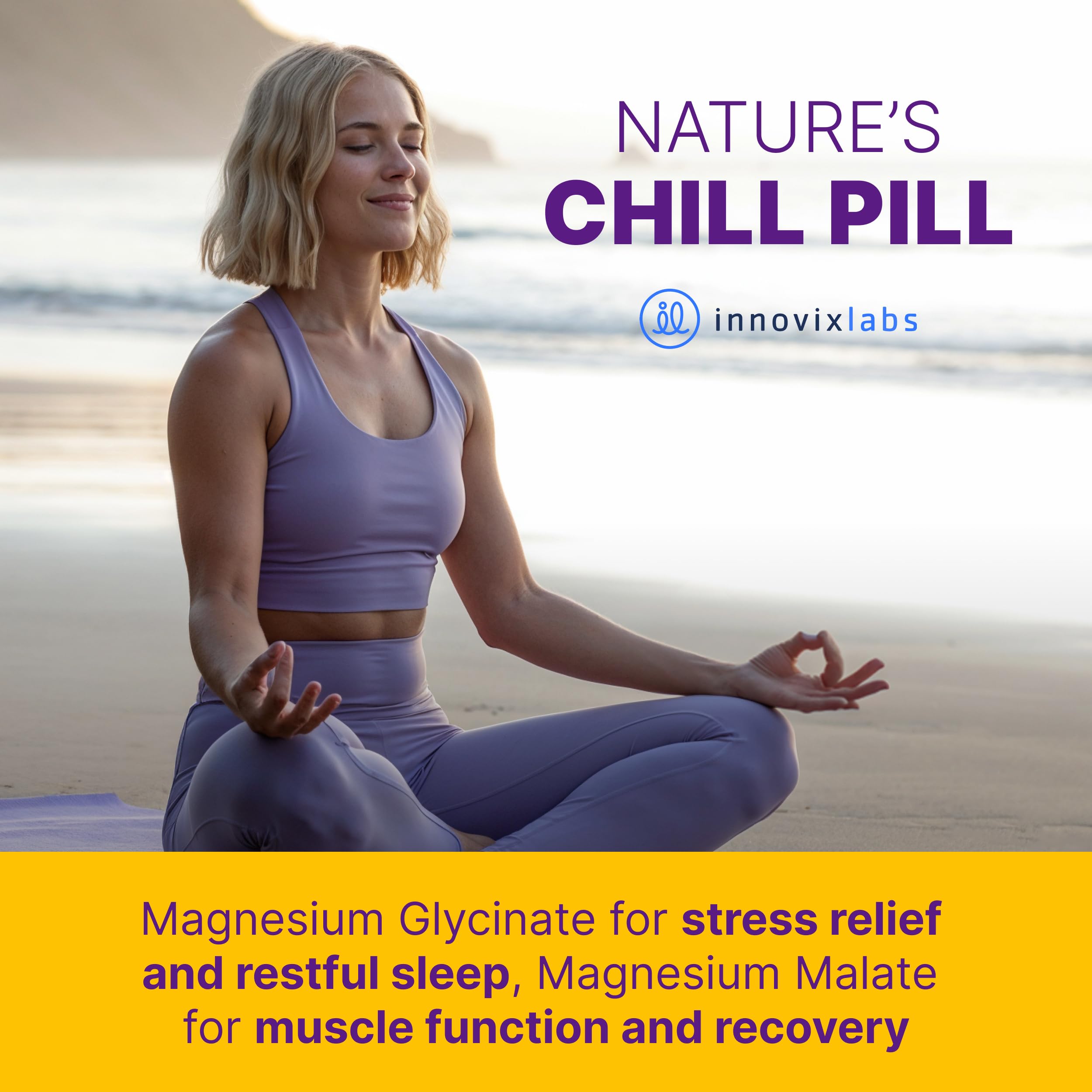 InnovixLabs Advanced Magnesium Capsules - 150 Ct, 210 mg - Chelated Glycinate and Malate - High Absorption, Promotes Relaxation, Bones, Muscle Health, Vegan Malate Sleep Supplement