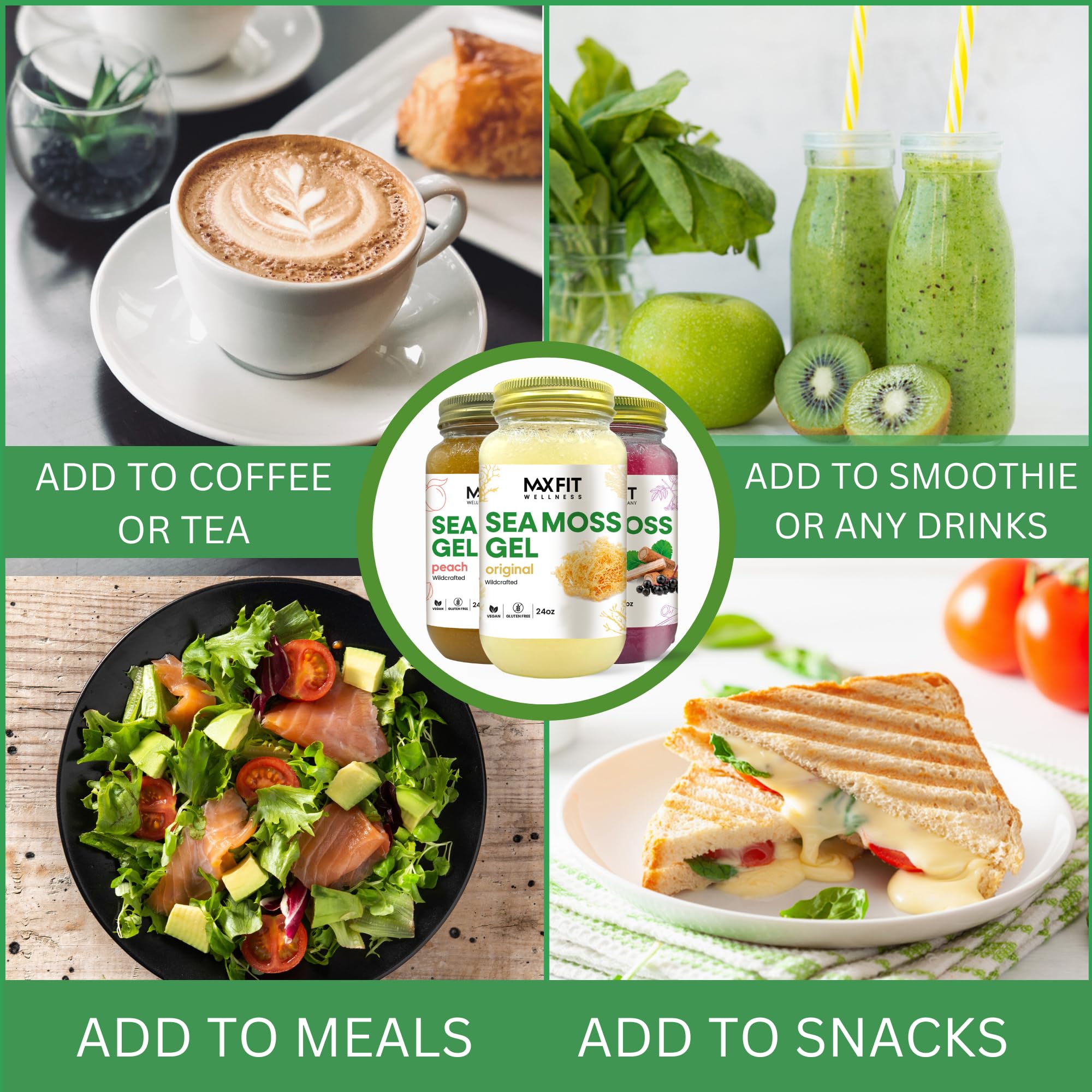 MAX FIT Sea Moss Gel Raw (12 Flavors) 24oz Wildсrafted Gold Sea Moss Gel from Saint Lucia | 92 Vitamins and Minerals | Pure Raw+Non-GMO | Vegan Superfood